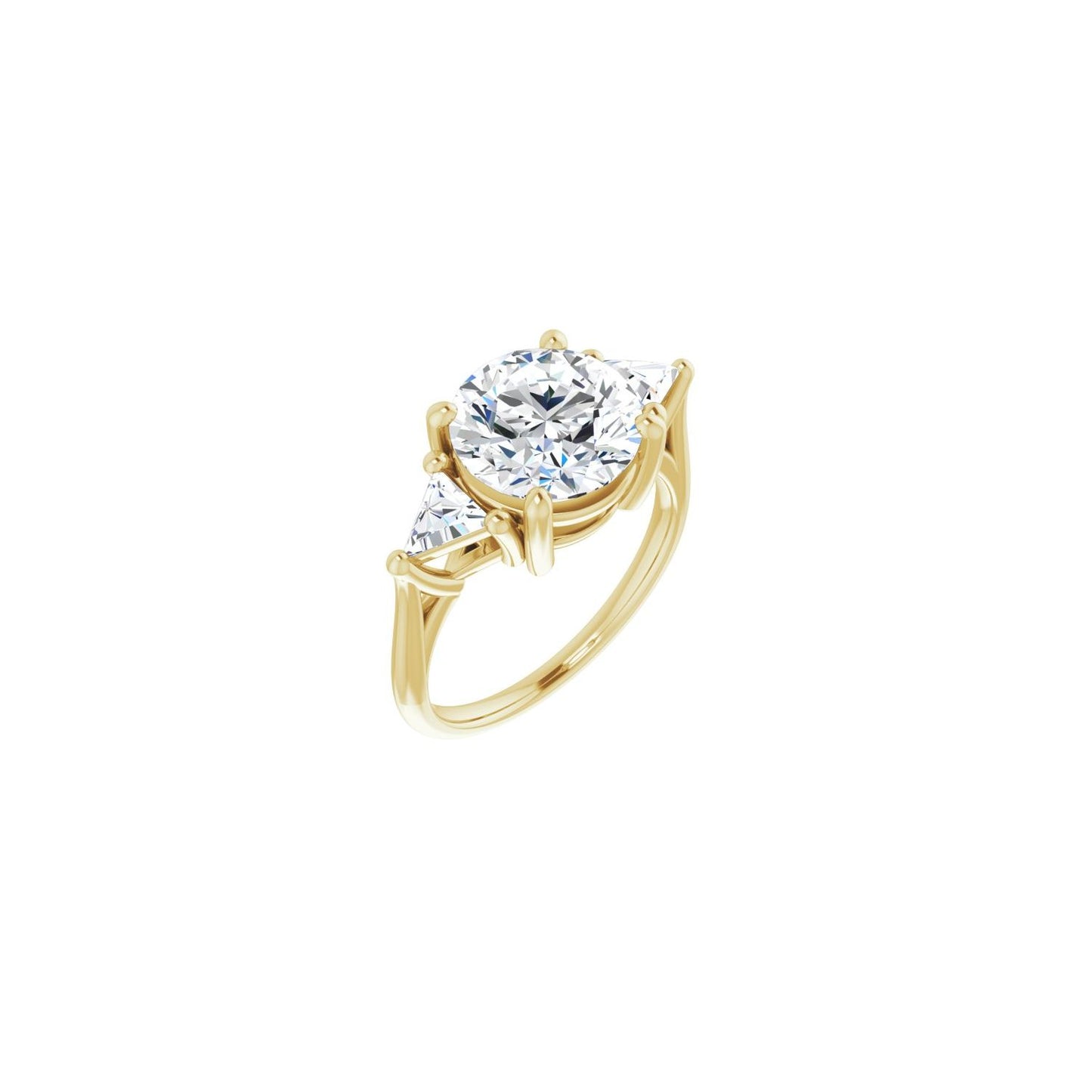 Round Three-Stone Engagement Ring | Metal Type=14K Yellow Gold | Center Stone Size=3 CT | Image 1