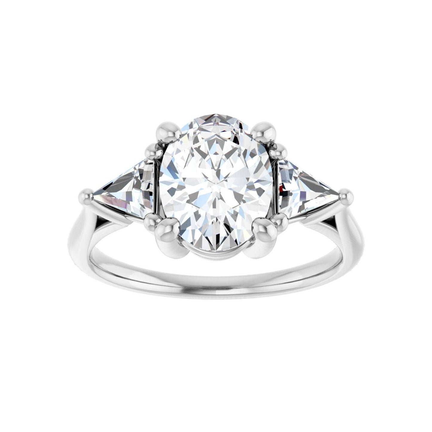 Oval Three-Stone Engagement Ring | Metal Type=14K White Gold | Center Stone Size=2 CT | Image 3