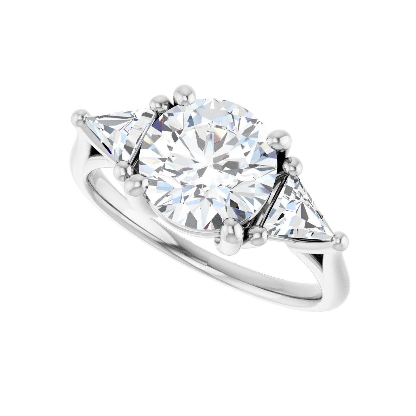 Round Three-Stone Engagement Ring | Metal Type=14K White Gold | Center Stone Size=2 CT | Image 5