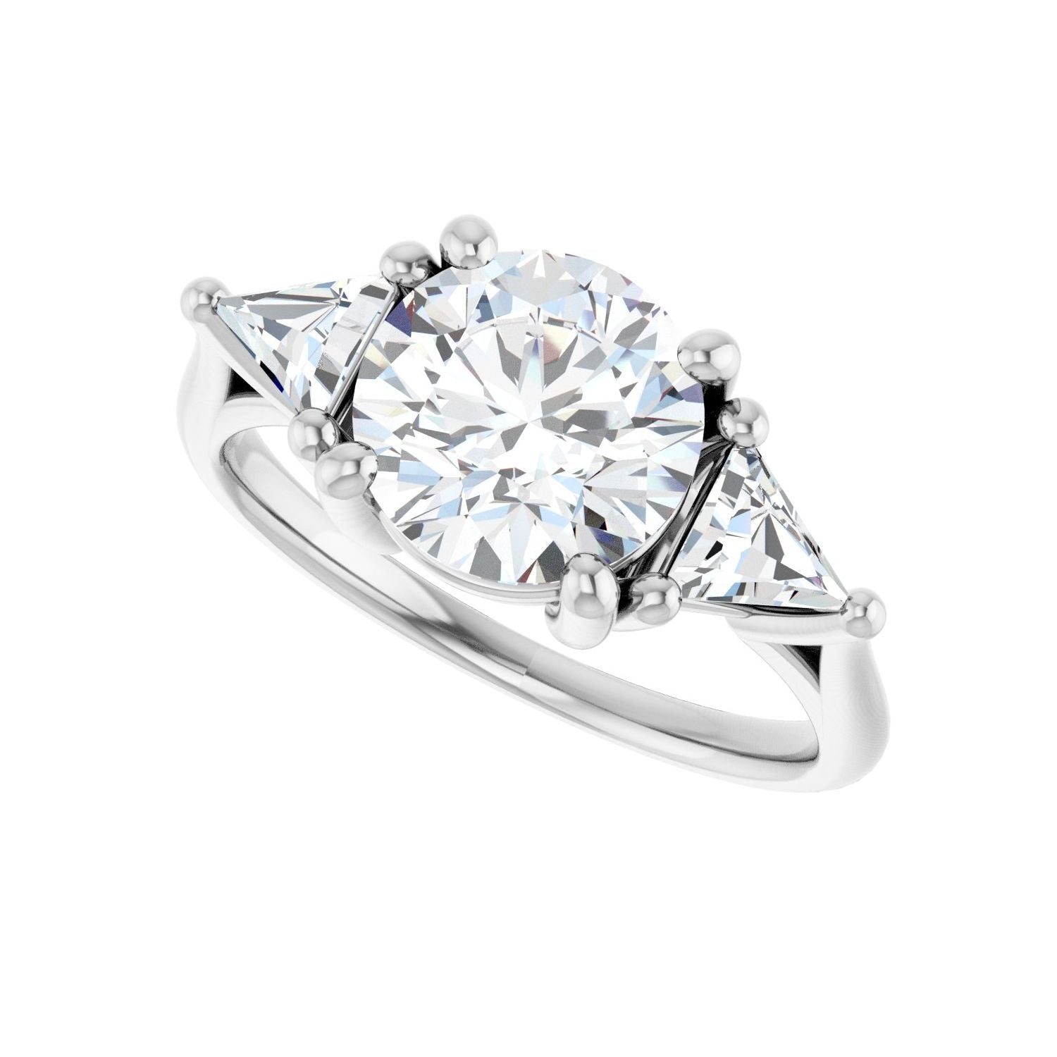 Round Three-Stone Engagement Ring | Metal Type=14K White Gold | Center Stone Size=2 CT | Image 5