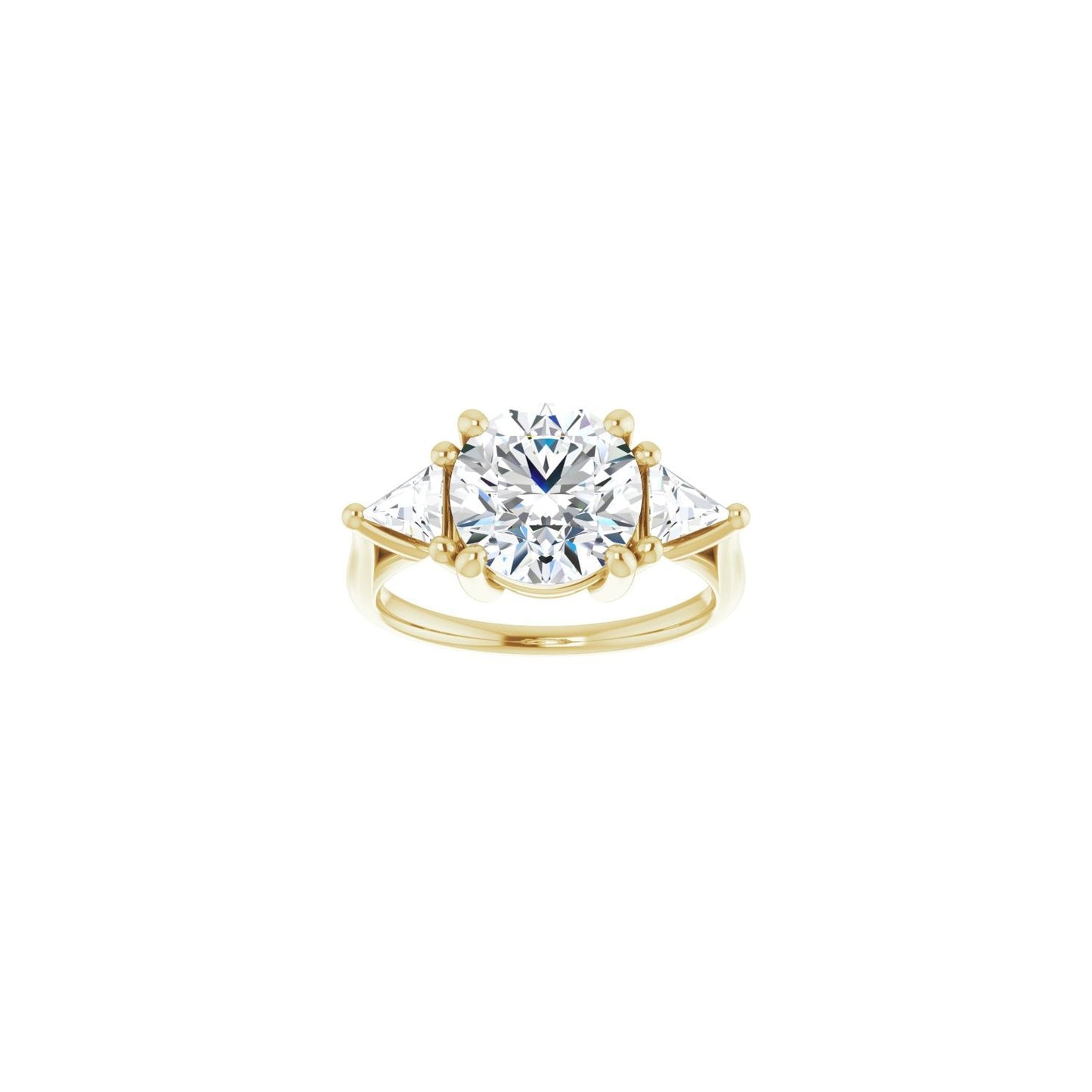 Round Three-Stone Engagement Ring | Metal Type=14K Yellow Gold | Center Stone Size=2.5 CT | Image 3