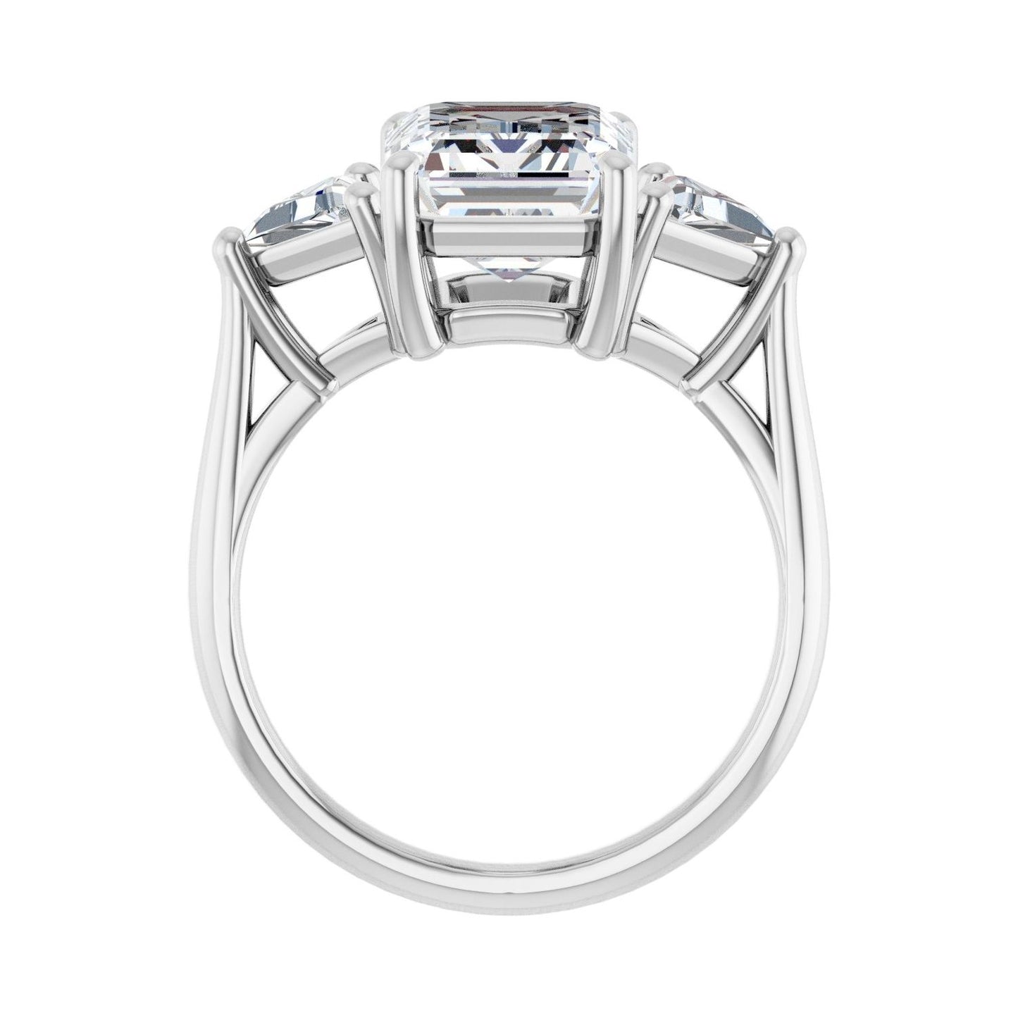 Emerald Three-Stone Engagement Ring | Metal Type=14K White Gold | Center Stone Size=3 CT | Image 2