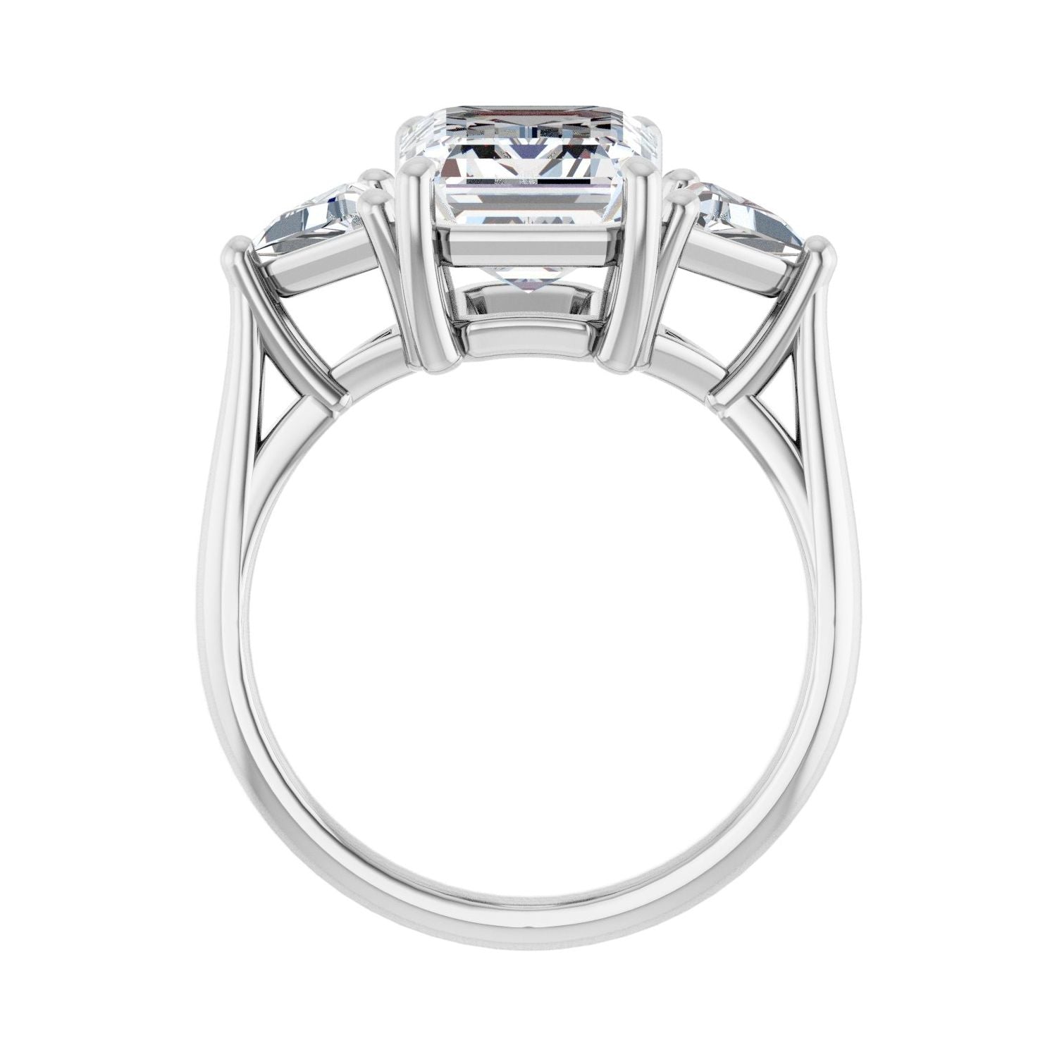 Emerald Three-Stone Engagement Ring | Metal Type=14K White Gold | Center Stone Size=3 CT | Image 2
