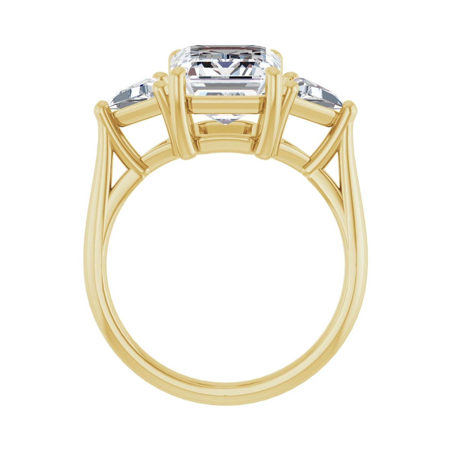 Emerald Three-Stone Engagement Ring | Metal Type=14K Yellow Gold | Center Stone Size=3 CT | Image 2