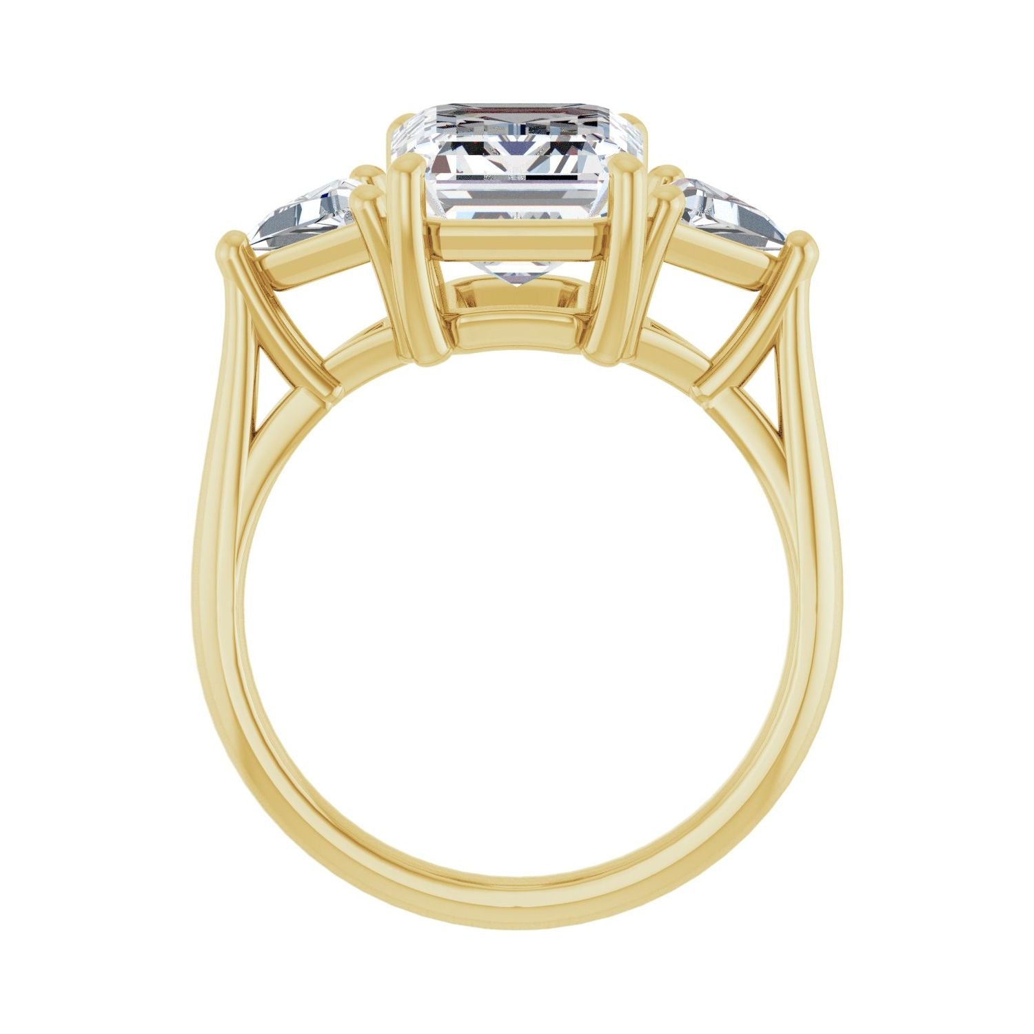 Emerald Three-Stone Engagement Ring | Metal Type=14K Yellow Gold | Center Stone Size=3 CT | Image 2