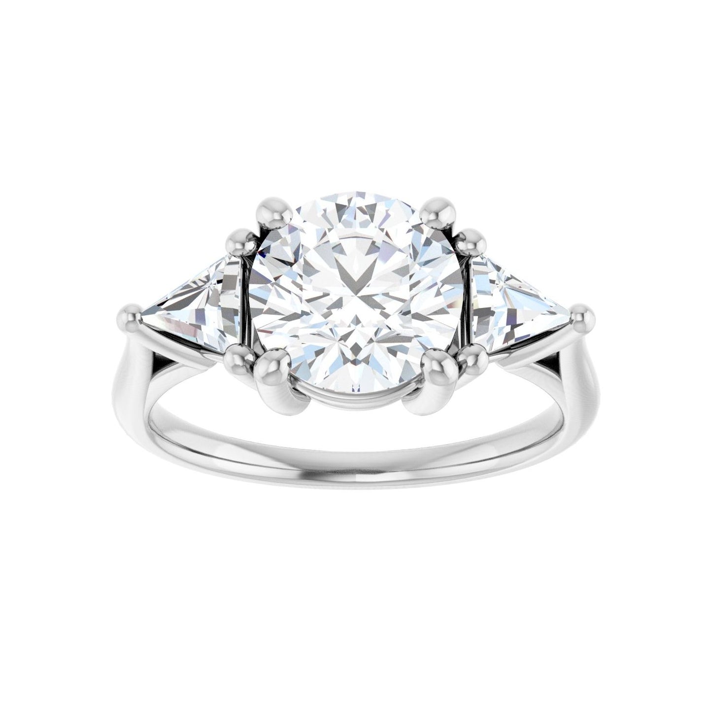 Round Three-Stone Engagement Ring | Metal Type=14K White Gold | Center Stone Size=2 CT | Image 3