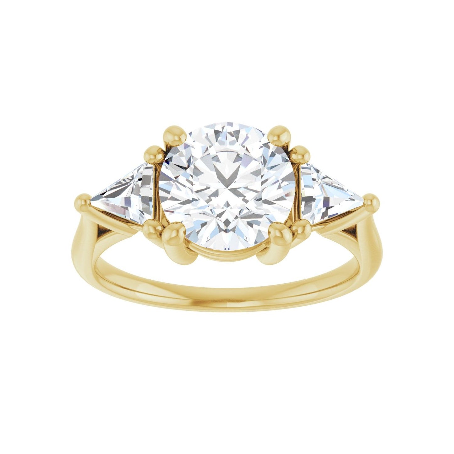 Round Three-Stone Engagement Ring | Metal Type=14K Yellow Gold | Center Stone Size=2 CT | Image 3