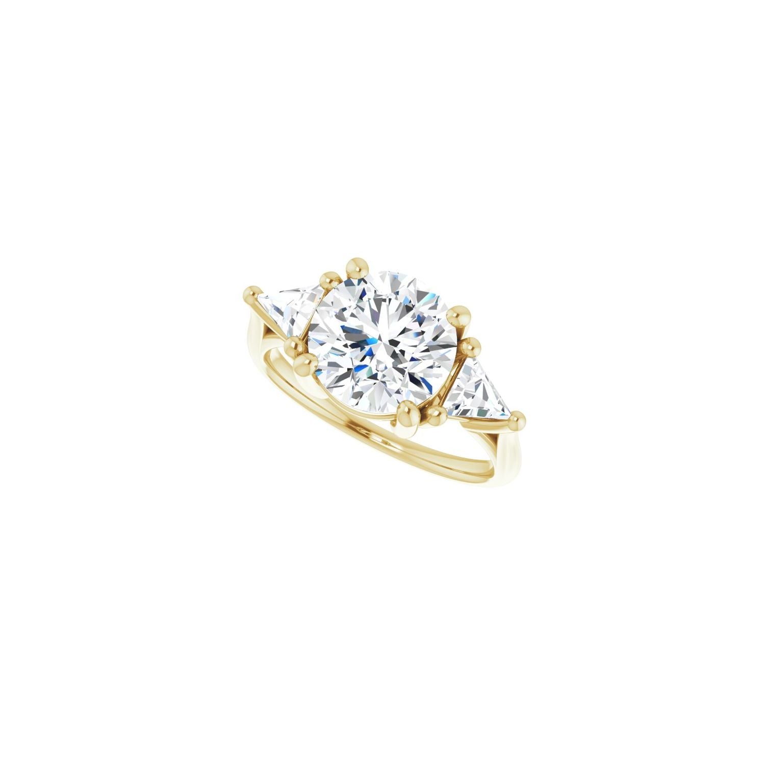 Round Three-Stone Engagement Ring | Metal Type=14K Yellow Gold | Center Stone Size=2.5 CT | Image 5