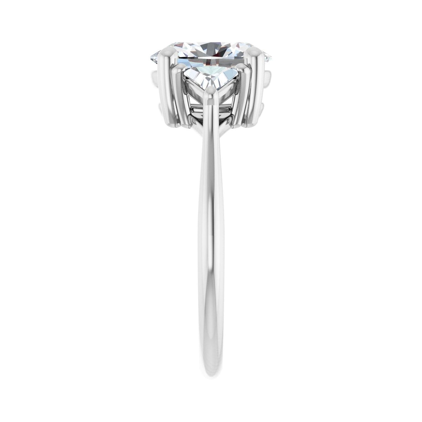 Oval Three-Stone Engagement Ring | Metal Type=14K White Gold | Center Stone Size=2 CT | Image 4