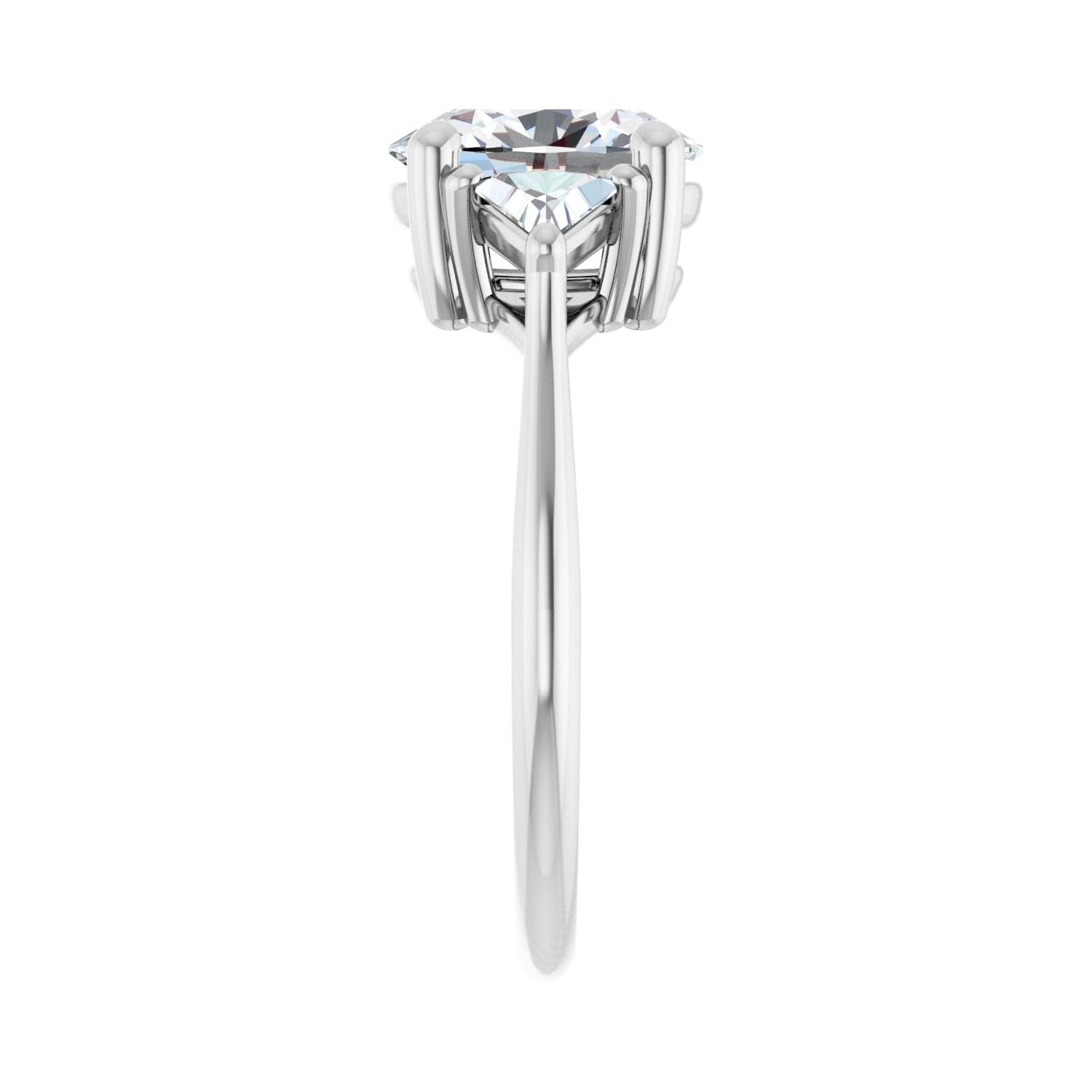 Oval Three-Stone Engagement Ring | Metal Type=14K White Gold | Center Stone Size=2 CT | Image 4