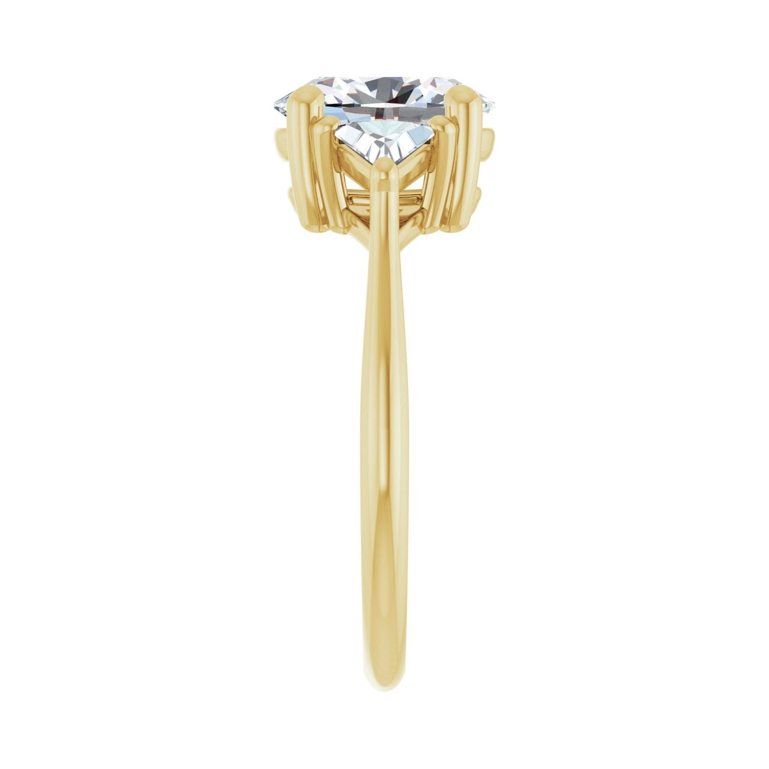Oval Three-Stone Engagement Ring | Metal Type=14K Yellow Gold | Center Stone Size=2 CT | Image 4