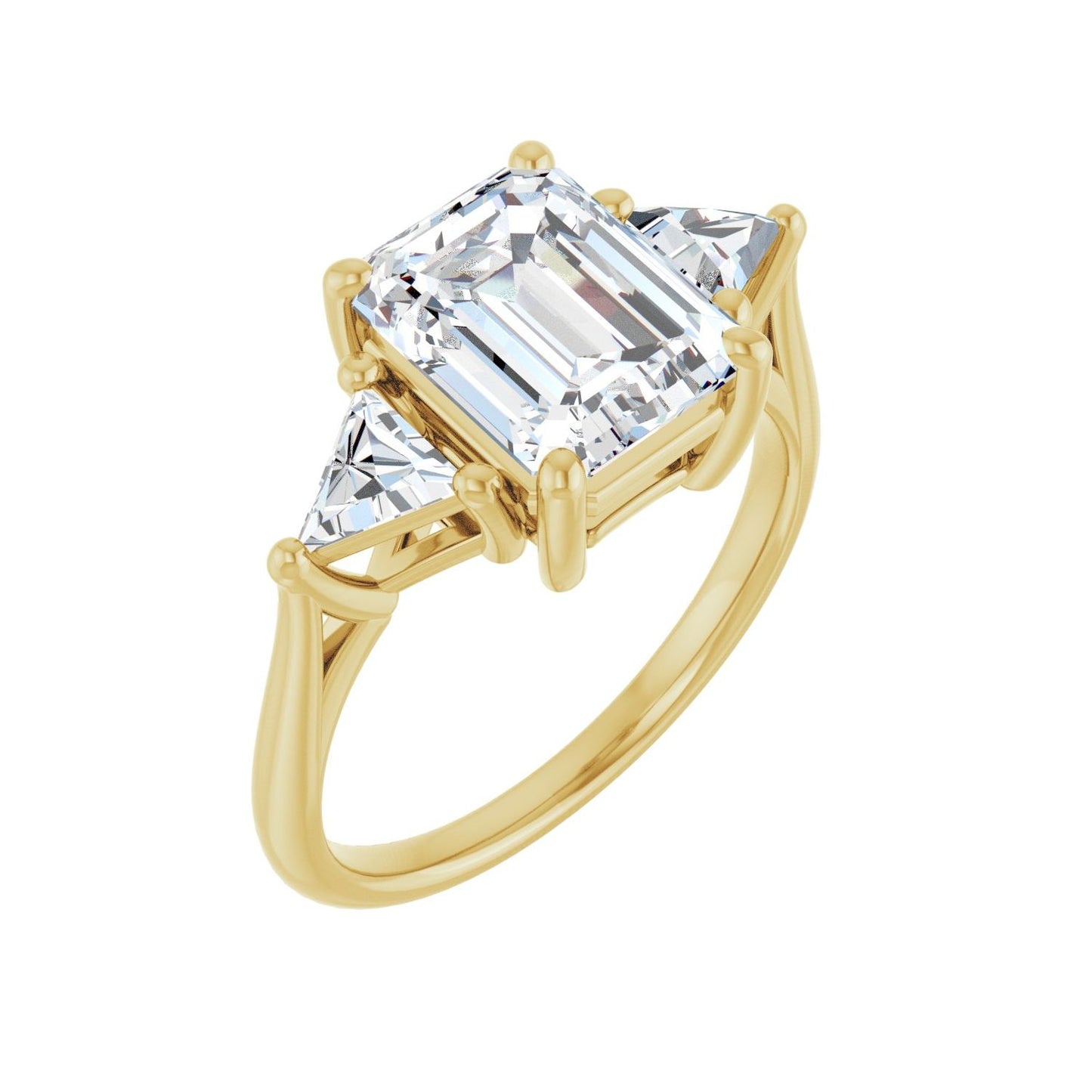 Emerald Three-Stone Engagement Ring | Metal Type=14K Yellow Gold | Center Stone Size=2.5 CT | Image 1
