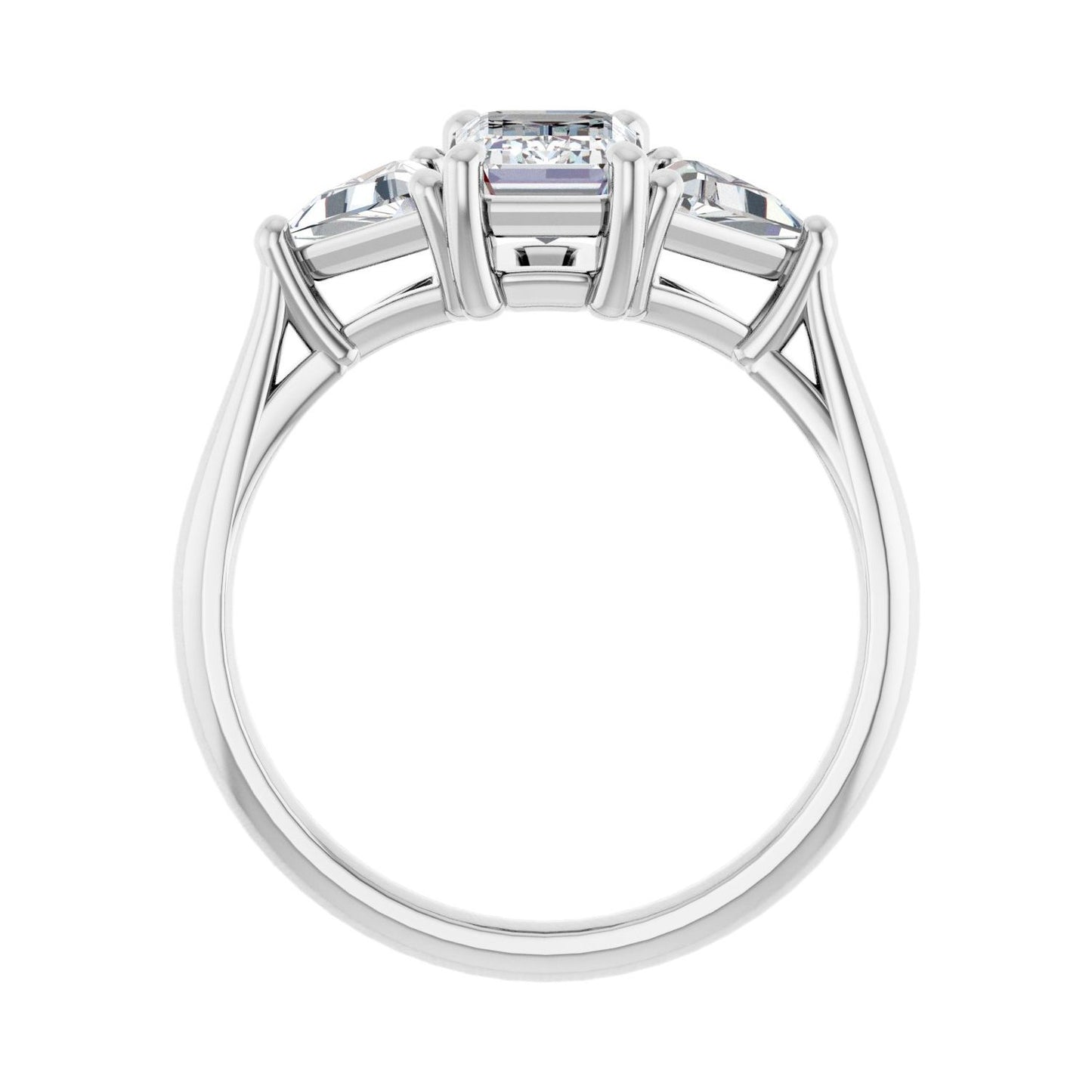 Emerald Three-Stone Engagement Ring | Metal Type=14K White Gold | Center Stone Size=1.5 CT | Image 2