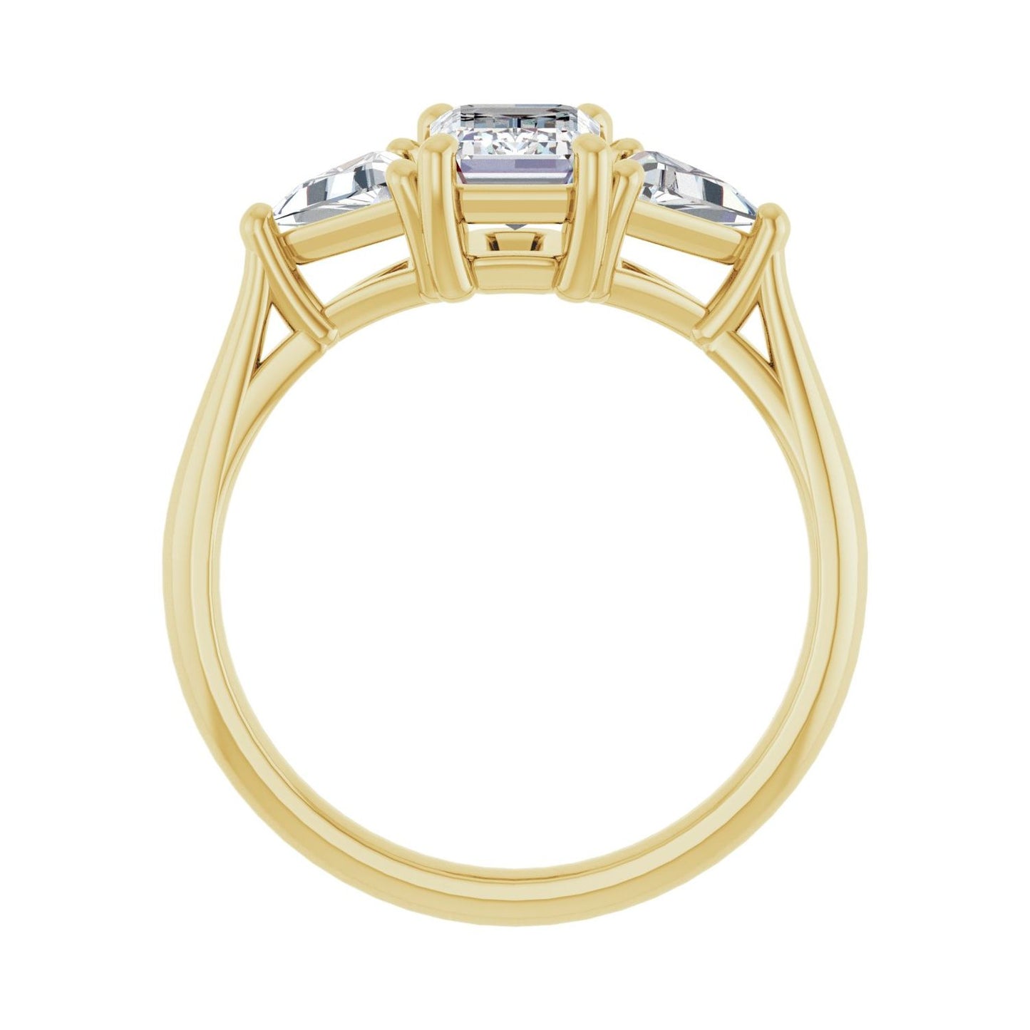 Emerald Three-Stone Engagement Ring | Metal Type=14K Yellow Gold | Center Stone Size=1.5 CT | Image 2