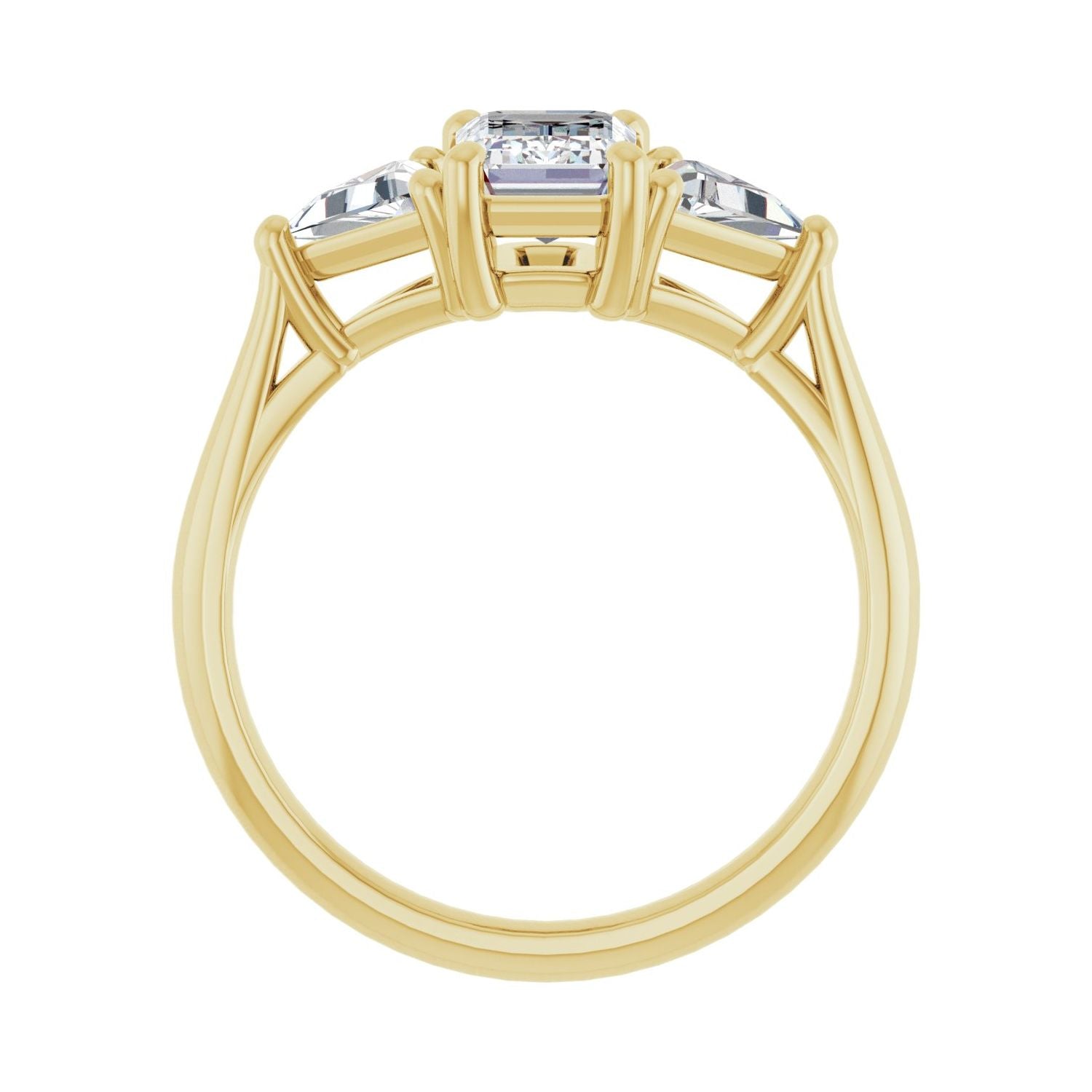 Emerald Three-Stone Engagement Ring | Metal Type=14K Yellow Gold | Center Stone Size=1.5 CT | Image 2
