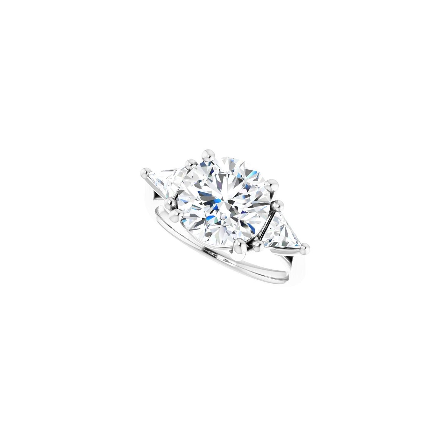 Round Three-Stone Engagement Ring | Metal Type=14K White Gold | Center Stone Size=3 CT | Image 5