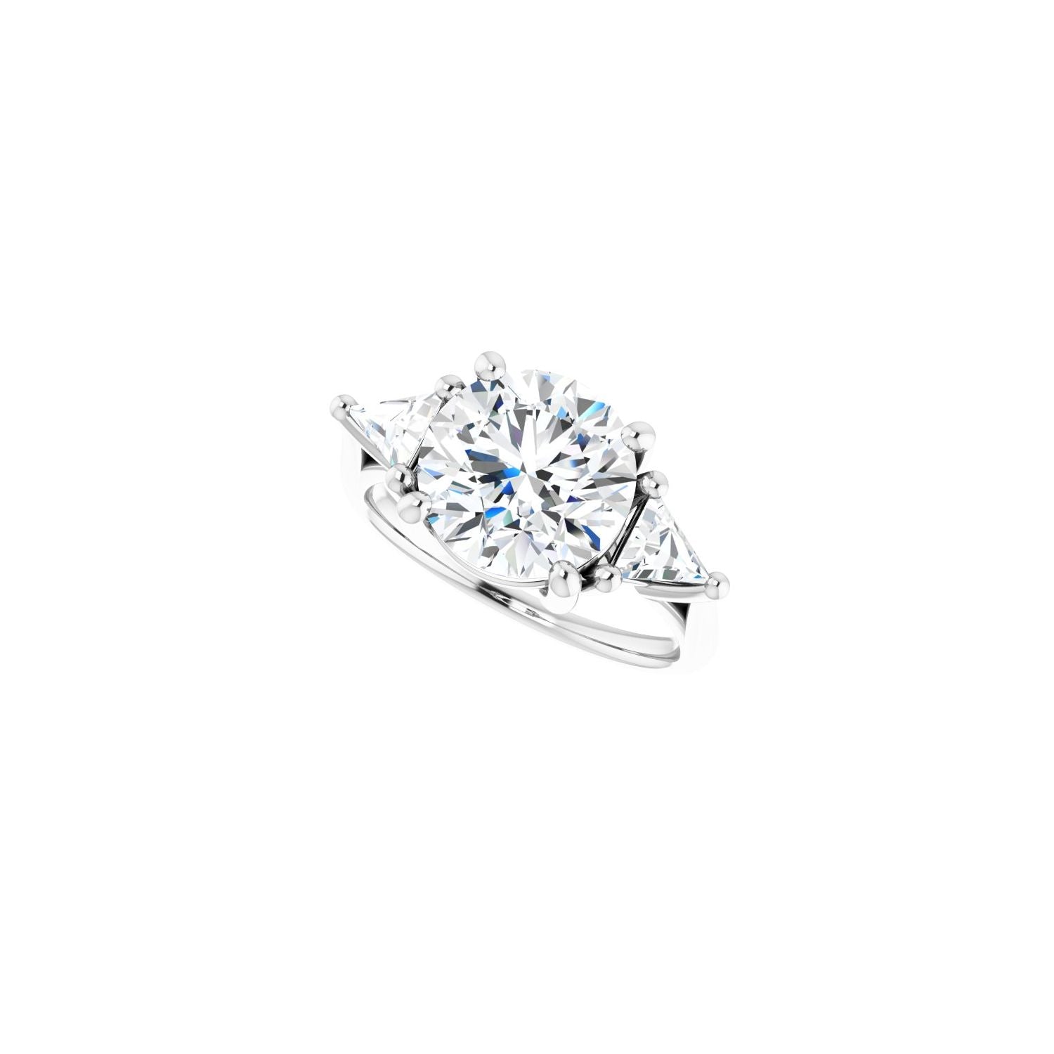 Round Three-Stone Engagement Ring | Metal Type=14K White Gold | Center Stone Size=3 CT | Image 5