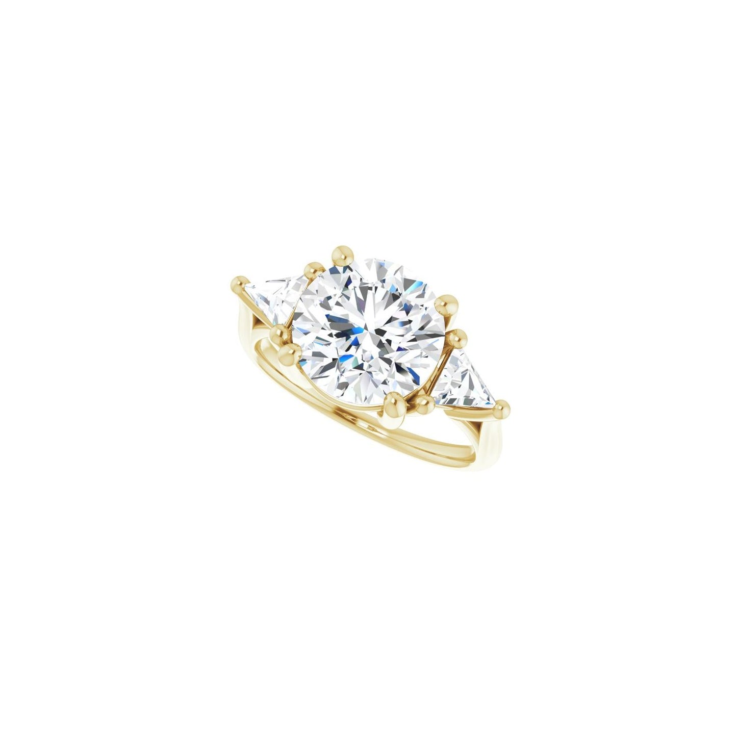 Round Three-Stone Engagement Ring | Metal Type=14K Yellow Gold | Center Stone Size=3 CT | Image 5