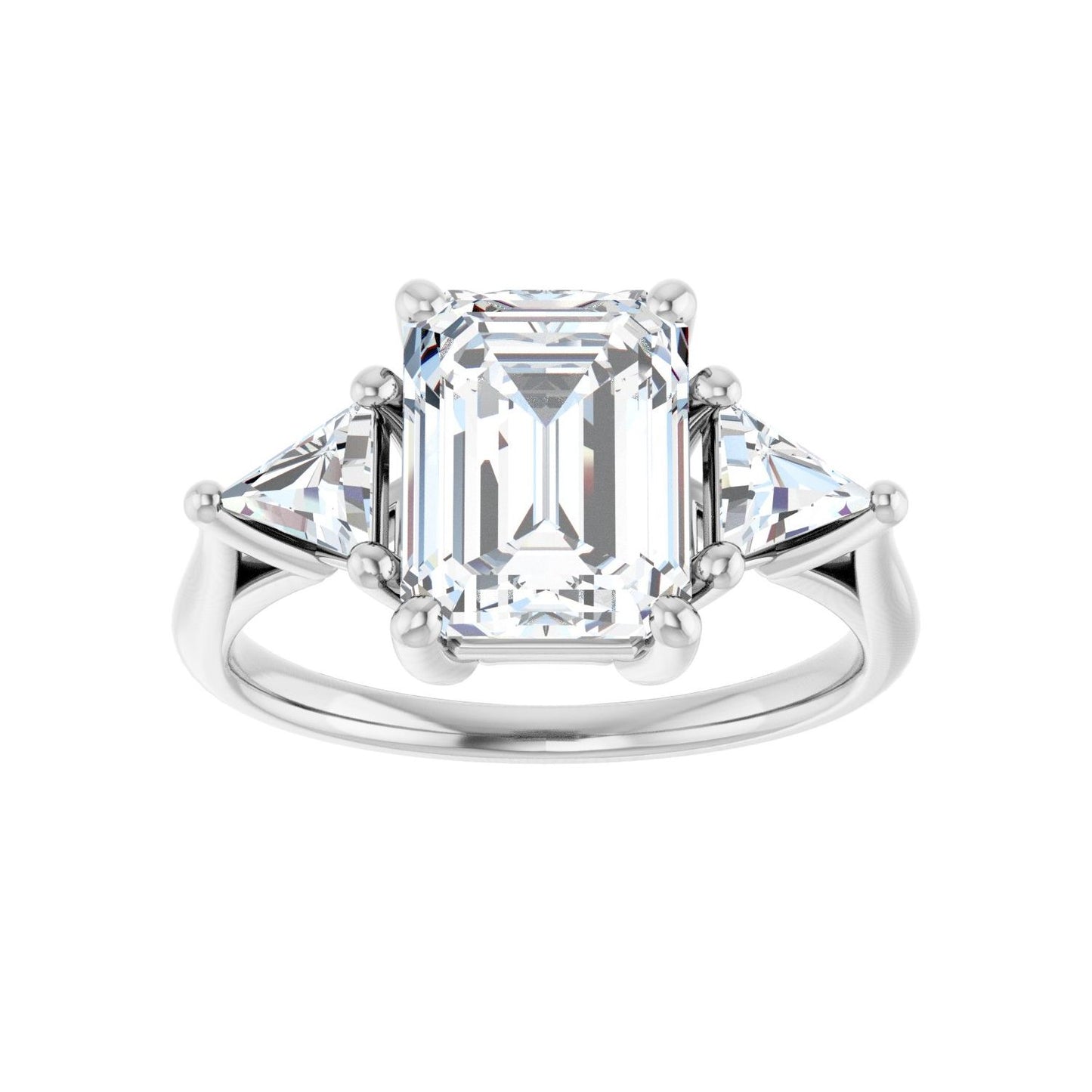Emerald Three-Stone Engagement Ring | Metal Type=14K White Gold | Center Stone Size=2.5 CT | Image 3