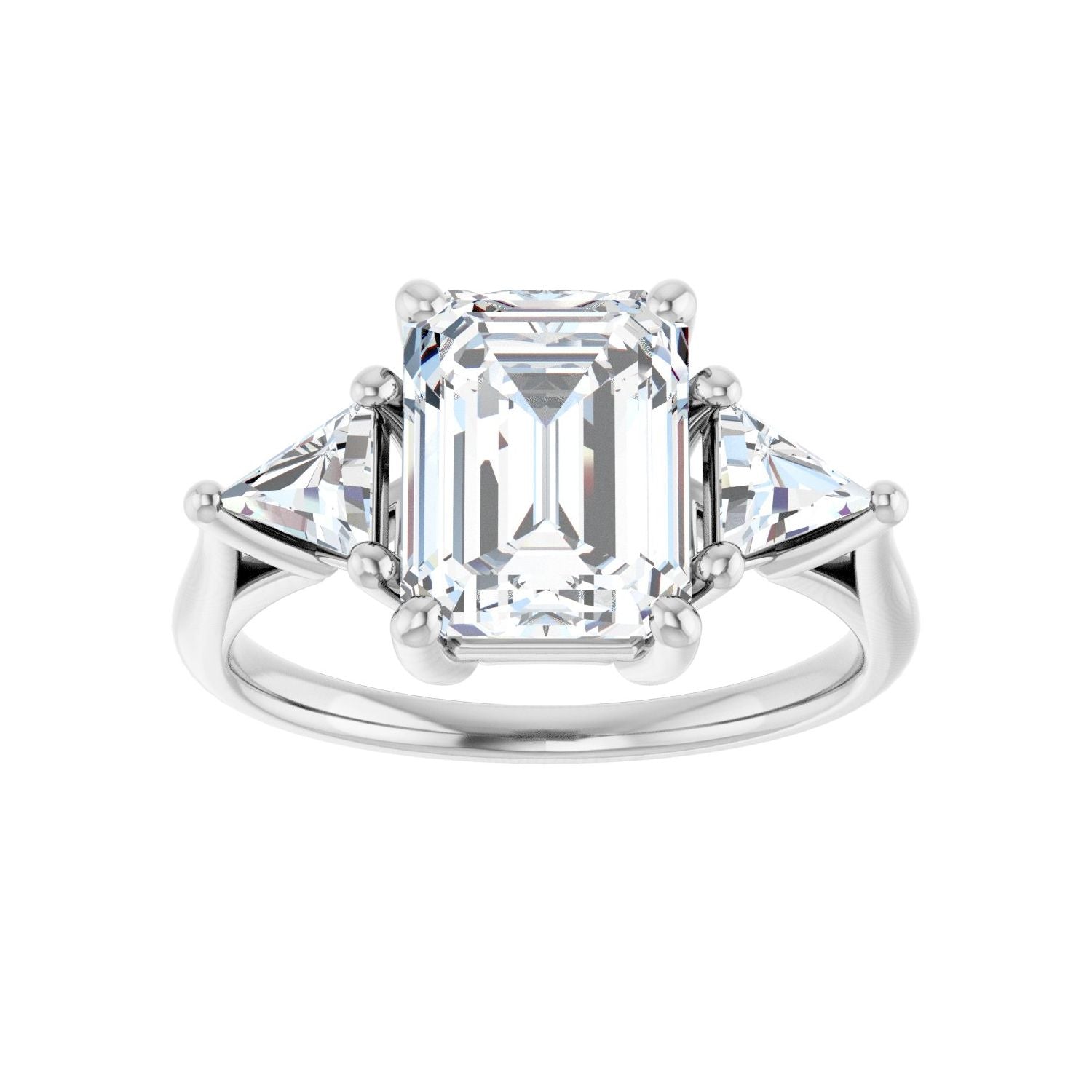 Emerald Three-Stone Engagement Ring | Metal Type=14K White Gold | Center Stone Size=2.5 CT | Image 3