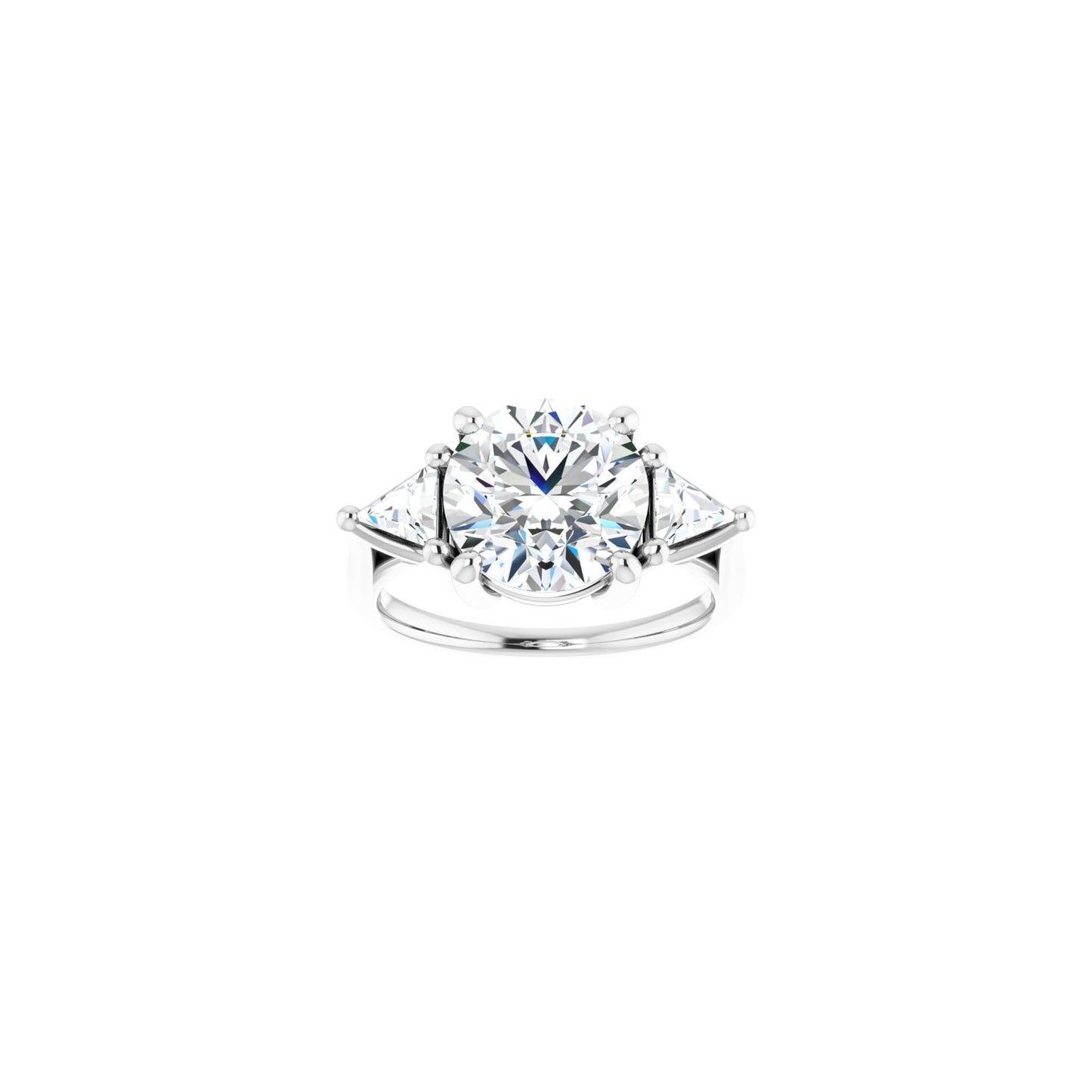 Round Three-Stone Engagement Ring | Metal Type=14K White Gold | Center Stone Size=3 CT | Image 3