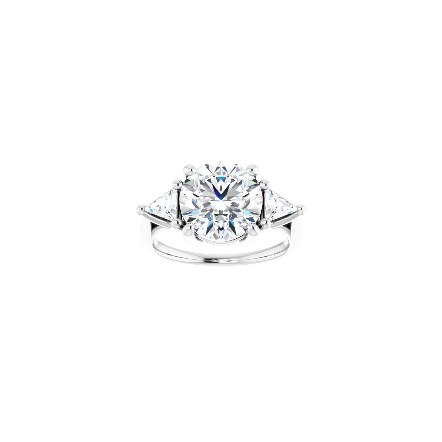 Round Three-Stone Engagement Ring | Metal Type=14K White Gold | Center Stone Size=3 CT | Image 3