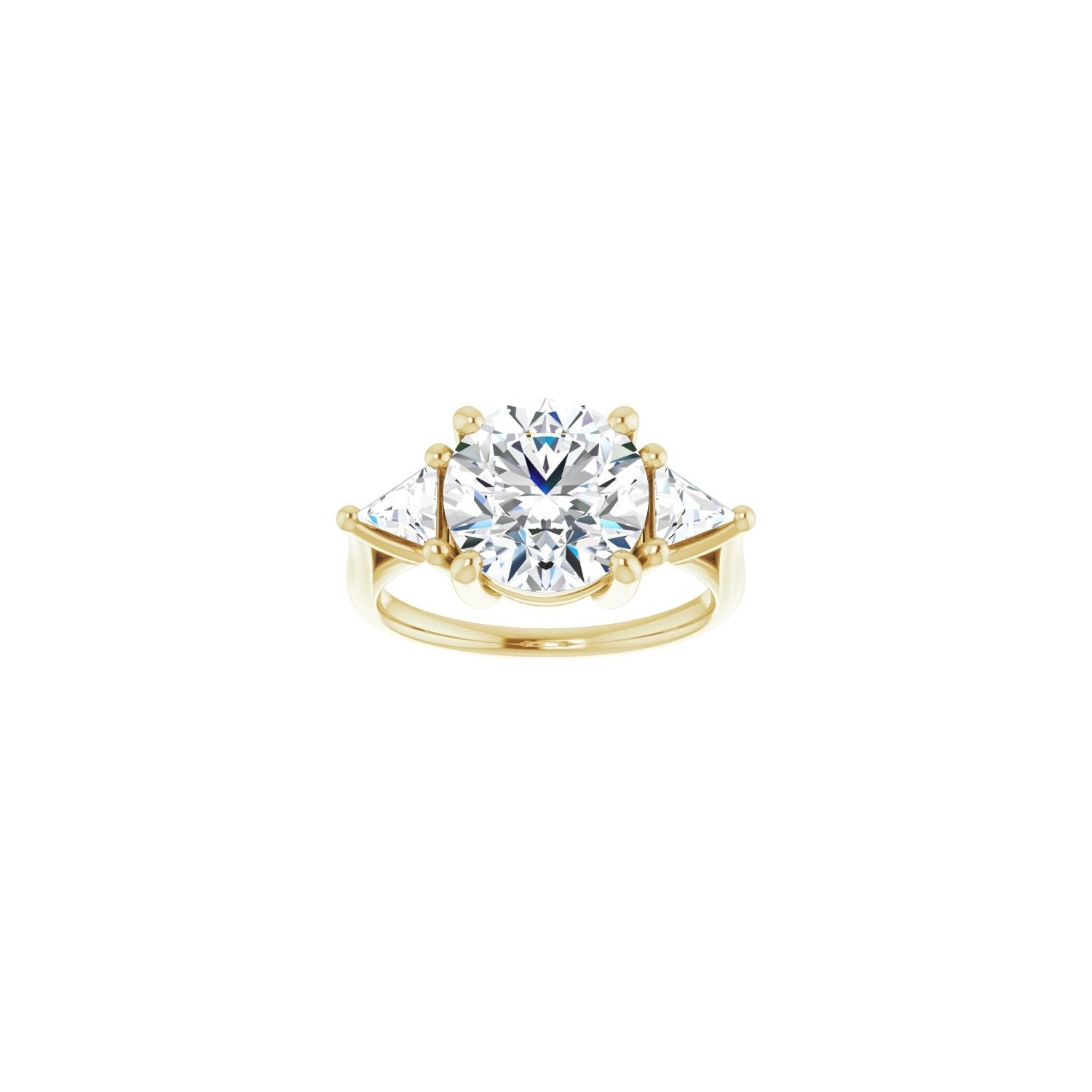 Round Three-Stone Engagement Ring | Metal Type=14K Yellow Gold | Center Stone Size=3 CT | Image 3