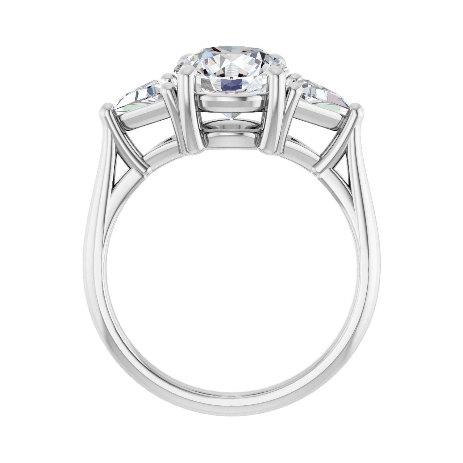 Round Three-Stone Engagement Ring | Metal Type=14K White Gold | Center Stone Size=2 CT | Image 2