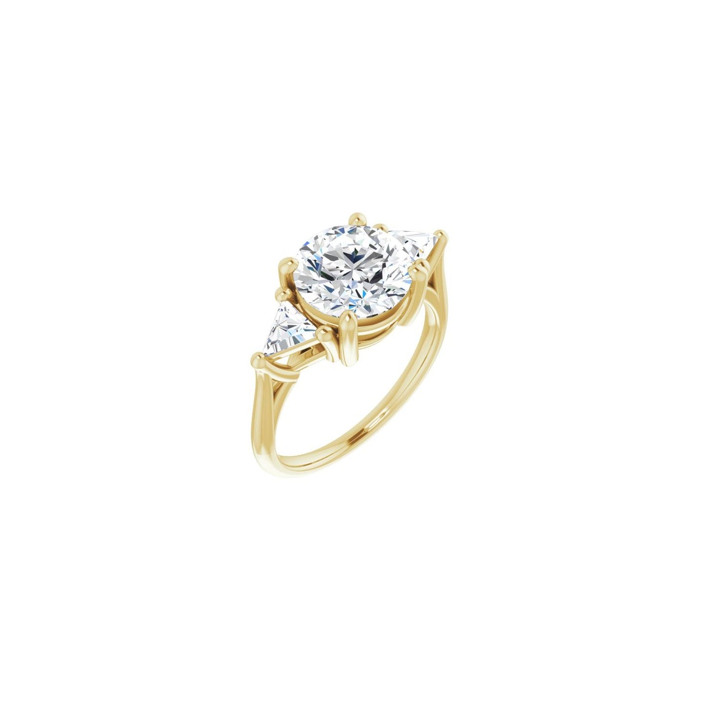 Round Three-Stone Engagement Ring | Metal Type=14K Yellow Gold | Center Stone Size=2.5 CT | Image 1