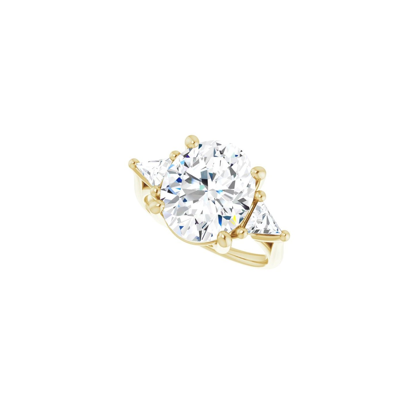 Oval Three-Stone Engagement Ring | Metal Type=14K Yellow Gold | Center Stone Size=3 CT | Image 5