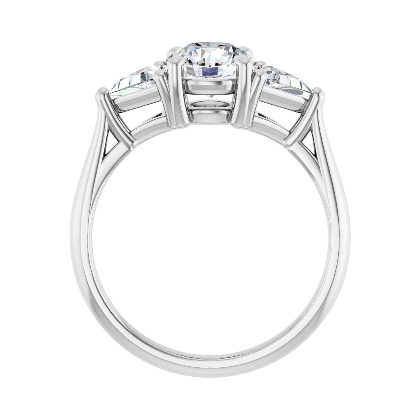 Round Three-Stone Engagement Ring | Metal Type=14K White Gold | Center Stone Size=1 CT | Image 2