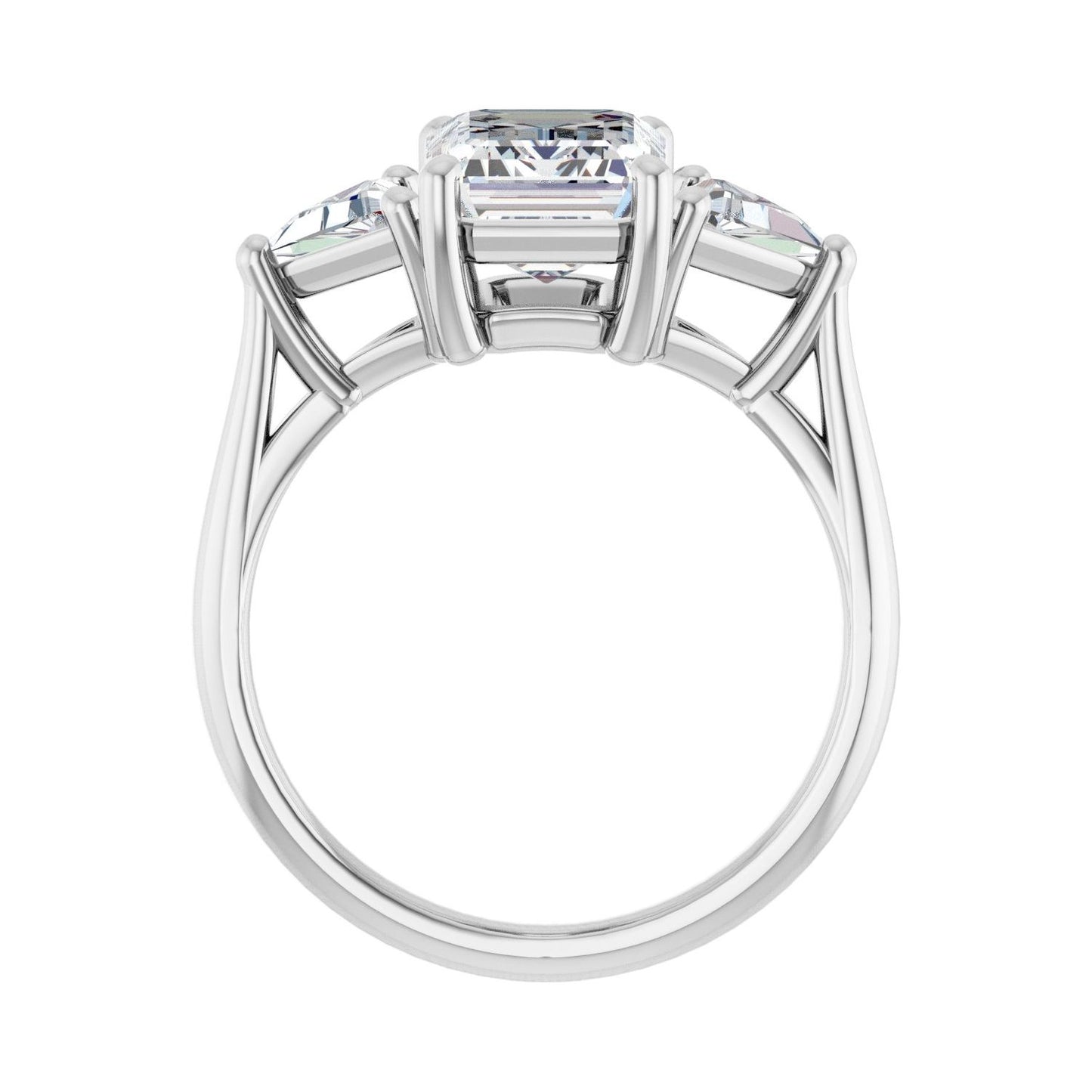 Emerald Three-Stone Engagement Ring | Metal Type=14K White Gold | Center Stone Size=2.5 CT | Image 2