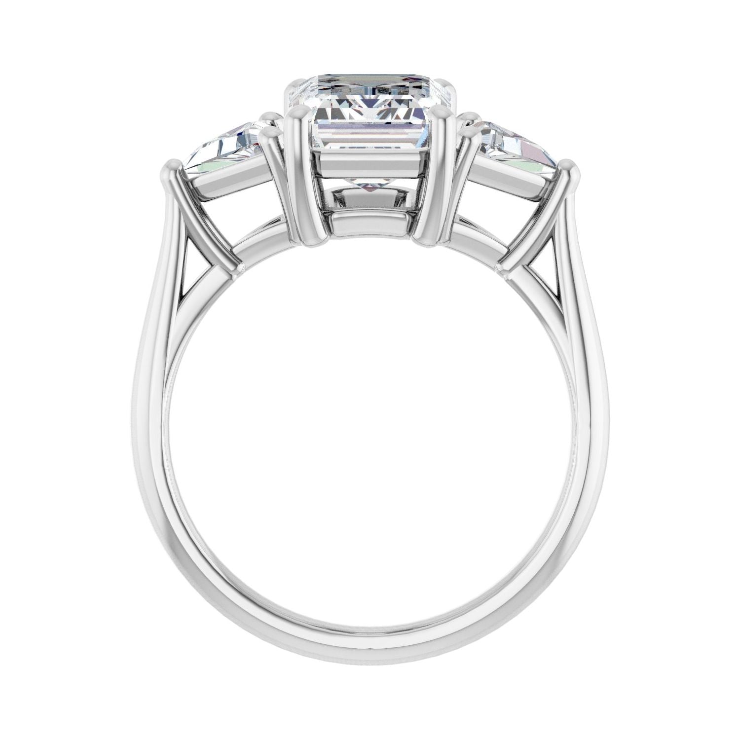 Emerald Three-Stone Engagement Ring | Metal Type=14K White Gold | Center Stone Size=2.5 CT | Image 2
