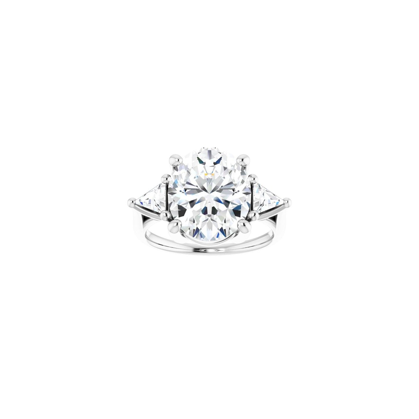 Oval Three-Stone Engagement Ring | Metal Type=14K White Gold | Center Stone Size=3 CT | Image 3