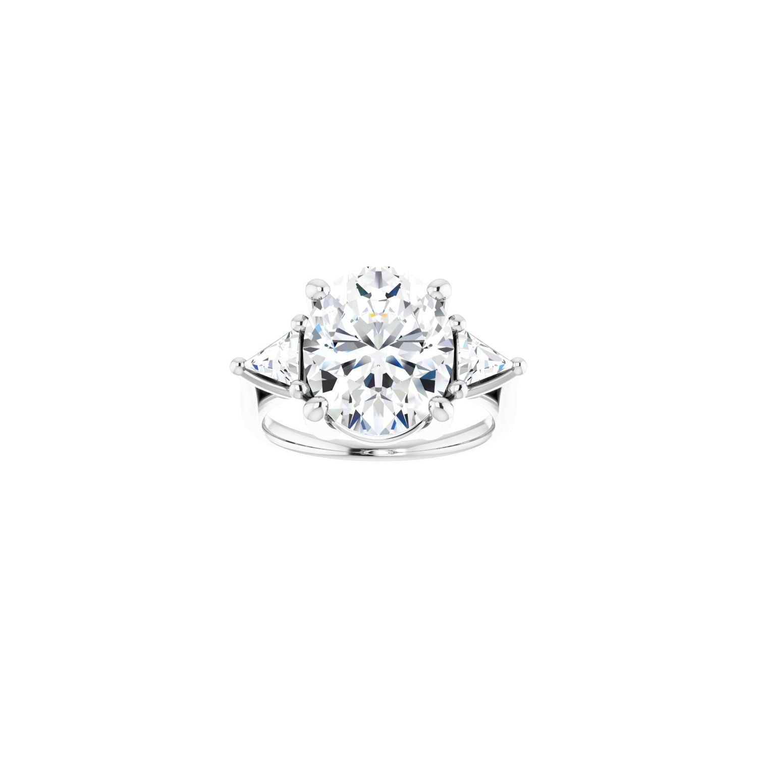 Oval Three-Stone Engagement Ring | Metal Type=14K White Gold | Center Stone Size=3 CT | Image 3