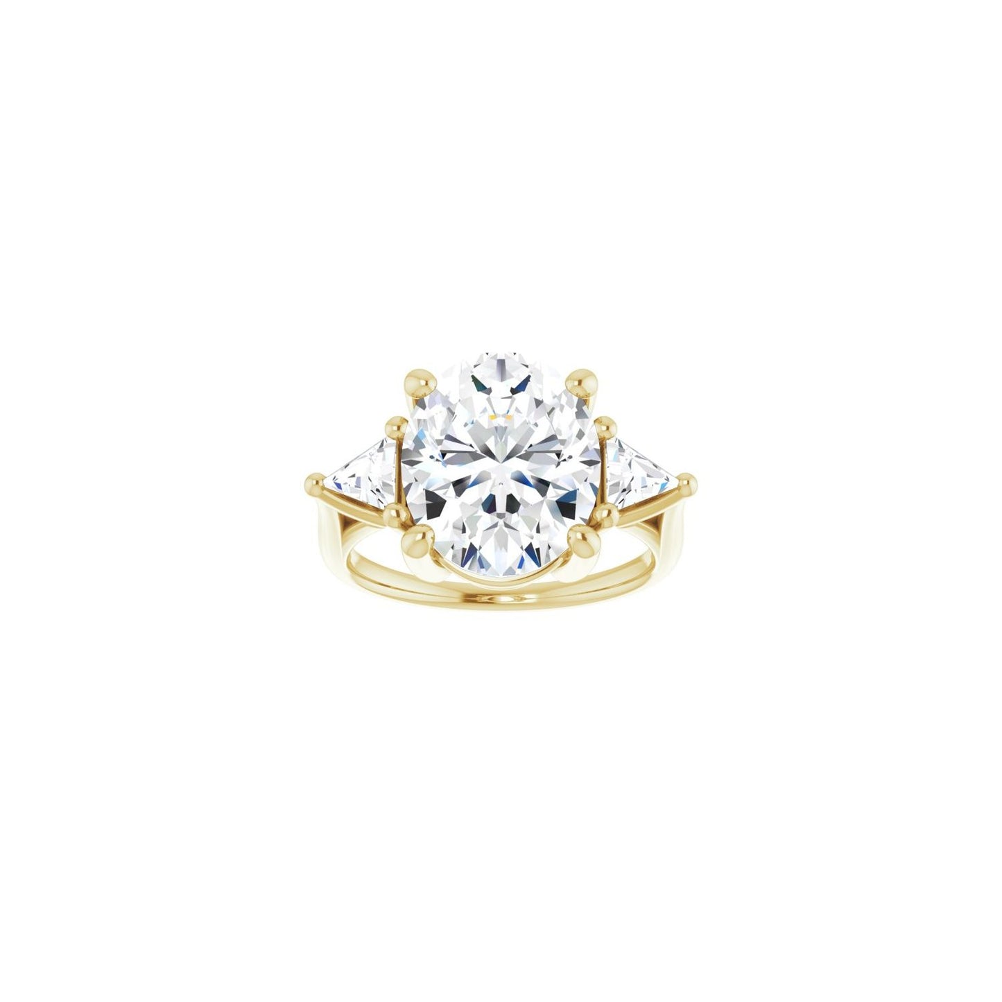 Oval Three-Stone Engagement Ring | Metal Type=14K Yellow Gold | Center Stone Size=3 CT | Image 3