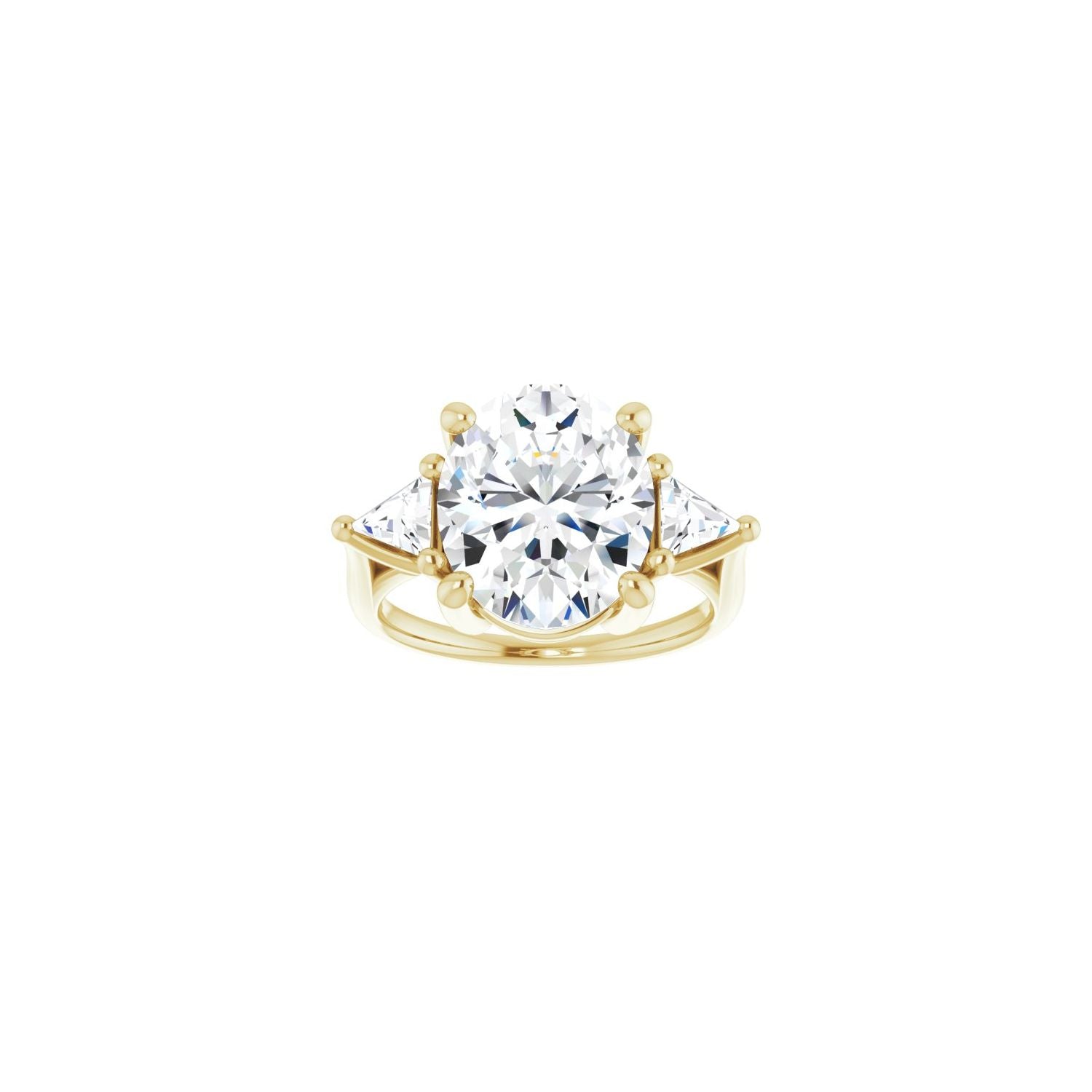 Oval Three-Stone Engagement Ring | Metal Type=14K Yellow Gold | Center Stone Size=3 CT | Image 3