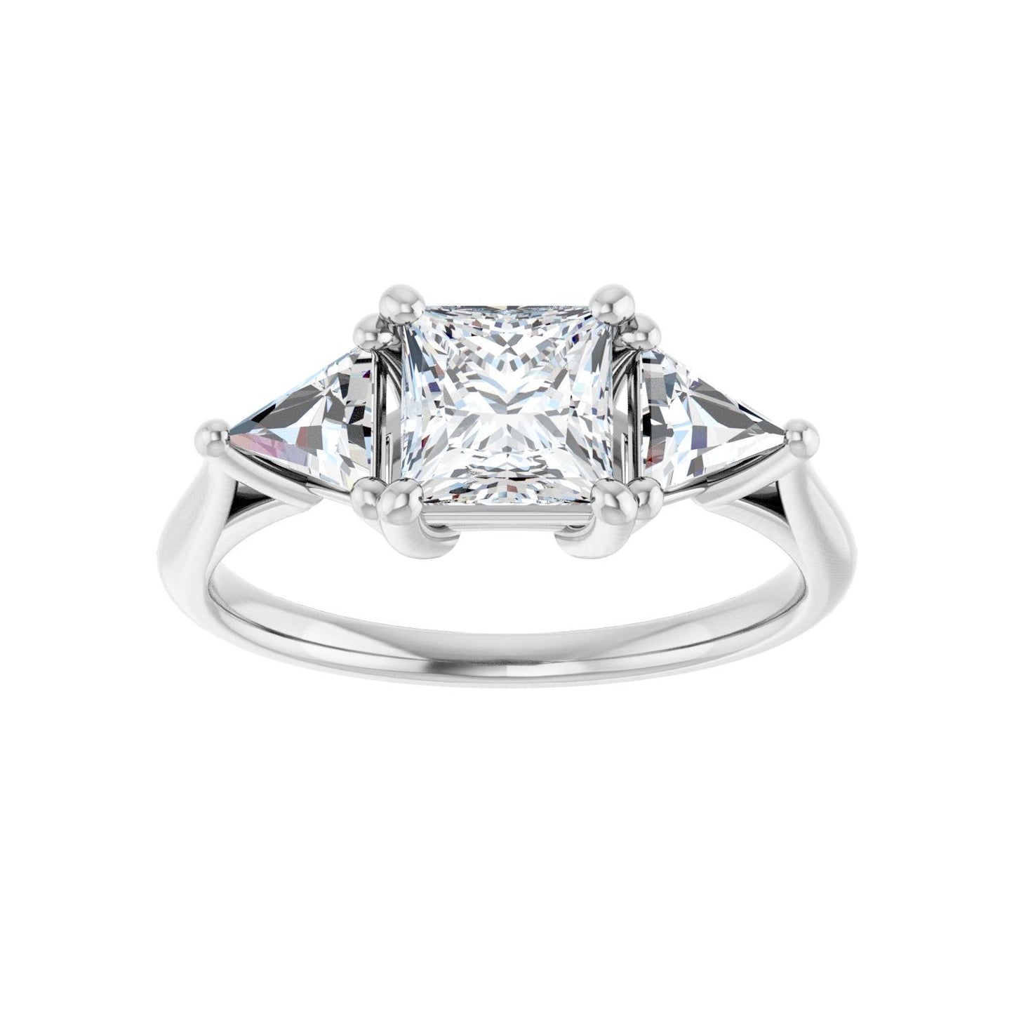 Square Three-Stone Engagement Ring | Metal Type=14K White Gold | Center Stone Size=1 CT | Image 3