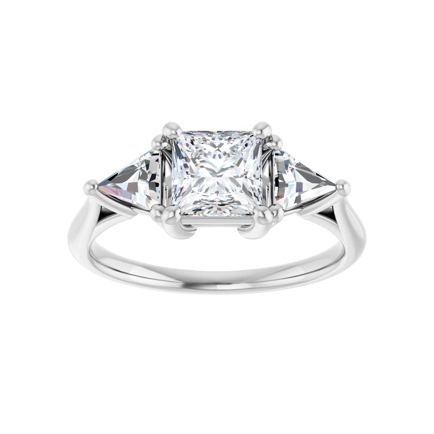 Square Three-Stone Engagement Ring | Metal Type=14K White Gold | Center Stone Size=1 CT | Image 3