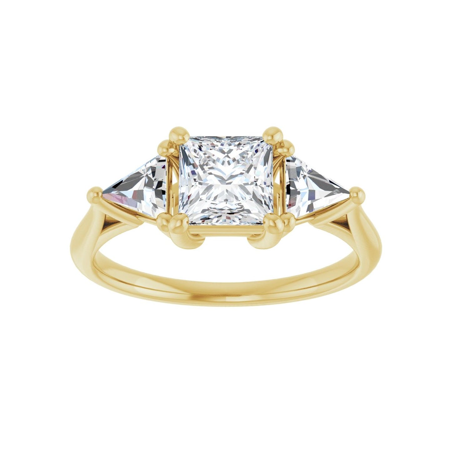 Square Three-Stone Engagement Ring | Metal Type=14K Yellow Gold | Center Stone Size=1 CT | Image 3