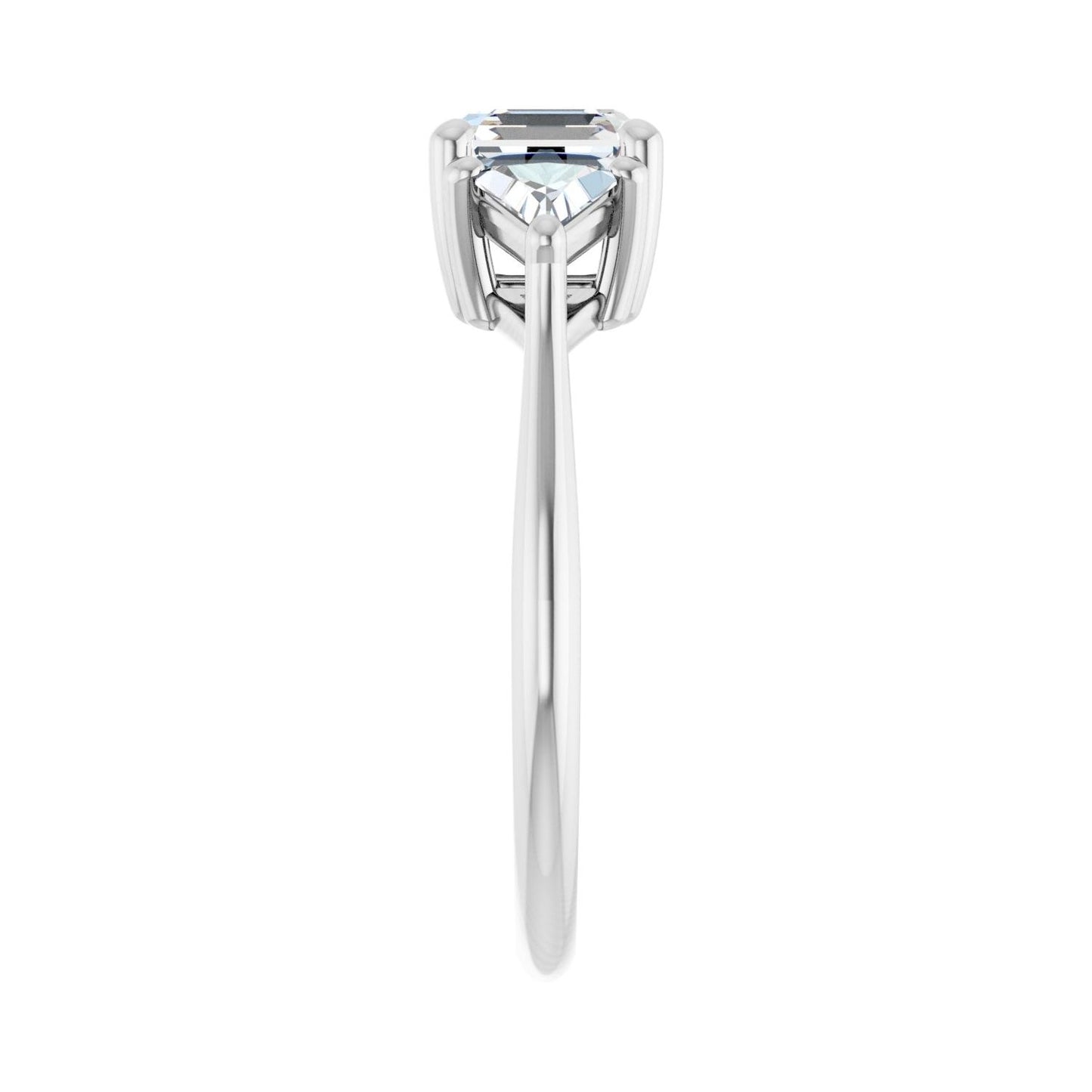 Asscher Three-Stone Engagement Ring | Metal Type=14K White Gold | Center Stone Size=1 CT | Image 4
