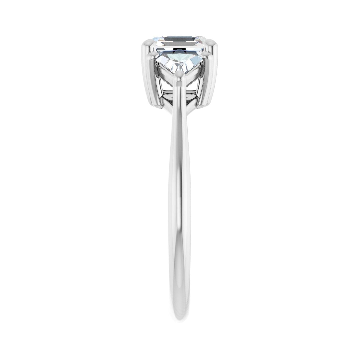 Asscher Three-Stone Engagement Ring | Metal Type=14K White Gold | Center Stone Size=1 CT | Image 4