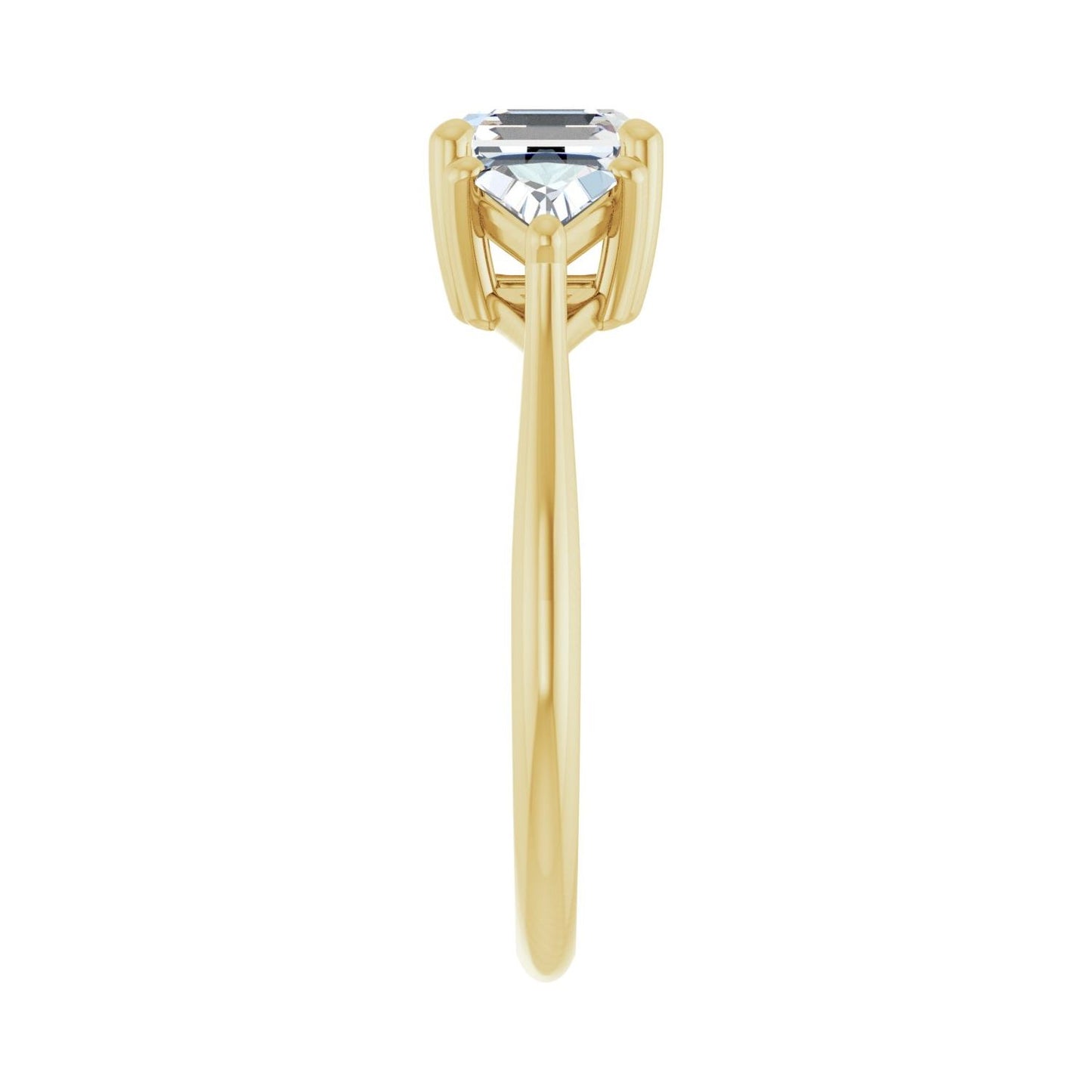 Asscher Three-Stone Engagement Ring | Metal Type=14K Yellow Gold | Center Stone Size=1 CT | Image 4