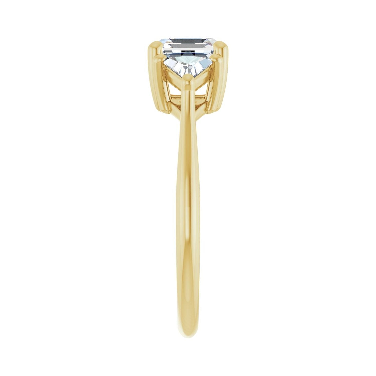 Asscher Three-Stone Engagement Ring | Metal Type=14K Yellow Gold | Center Stone Size=1 CT | Image 4