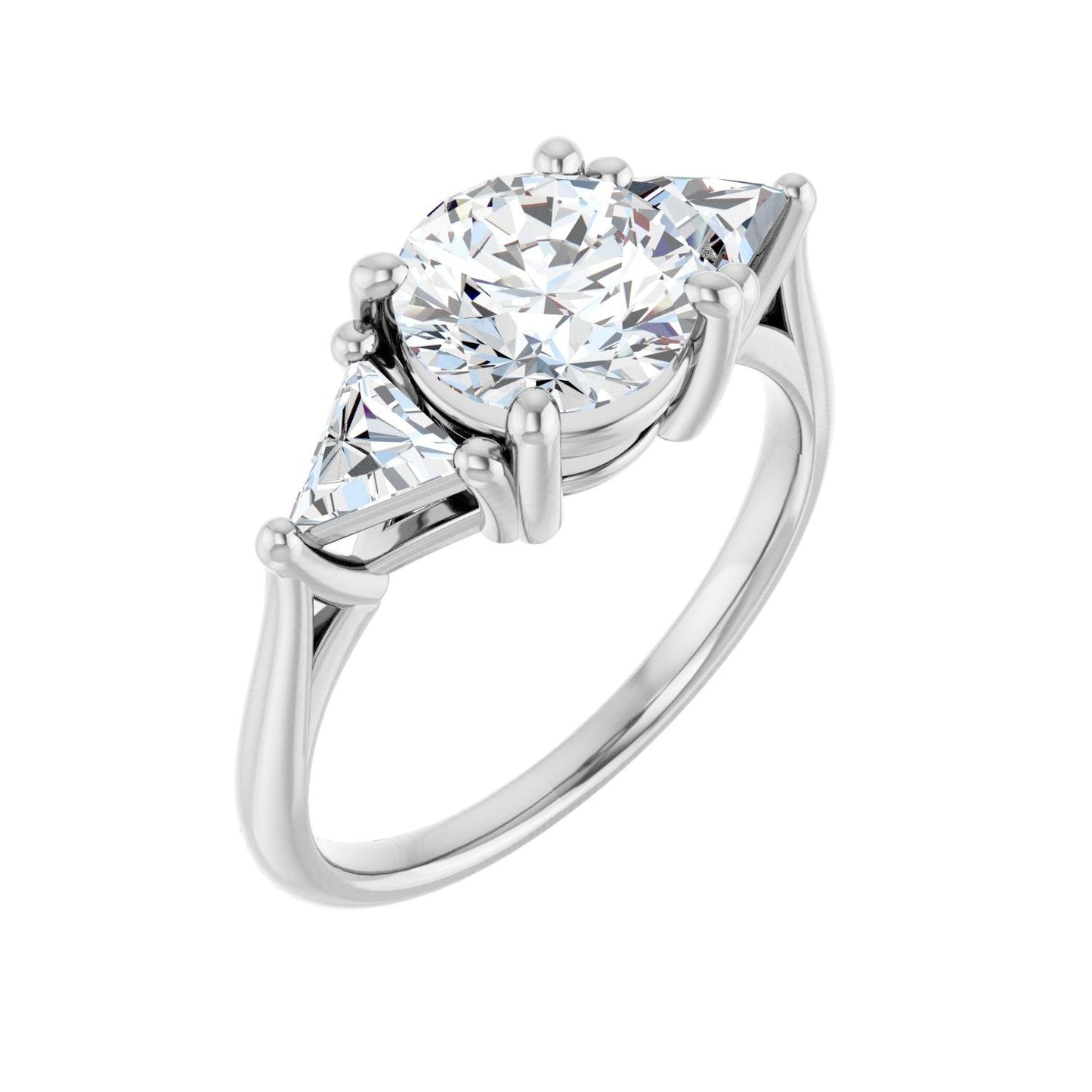 Round Three-Stone Engagement Ring | Metal Type=14K White Gold | Center Stone Size=1.5 CT | Image 1