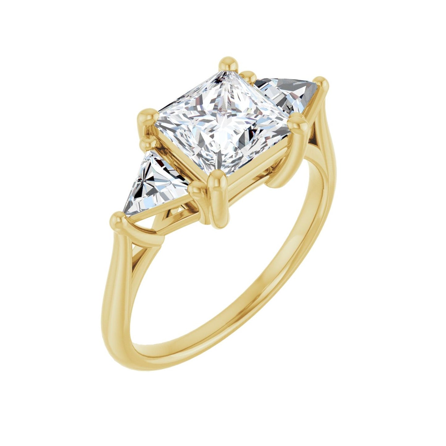 Square Three-Stone Engagement Ring | Metal Type=14K Yellow Gold | Center Stone Size=1.5 CT | Image 1