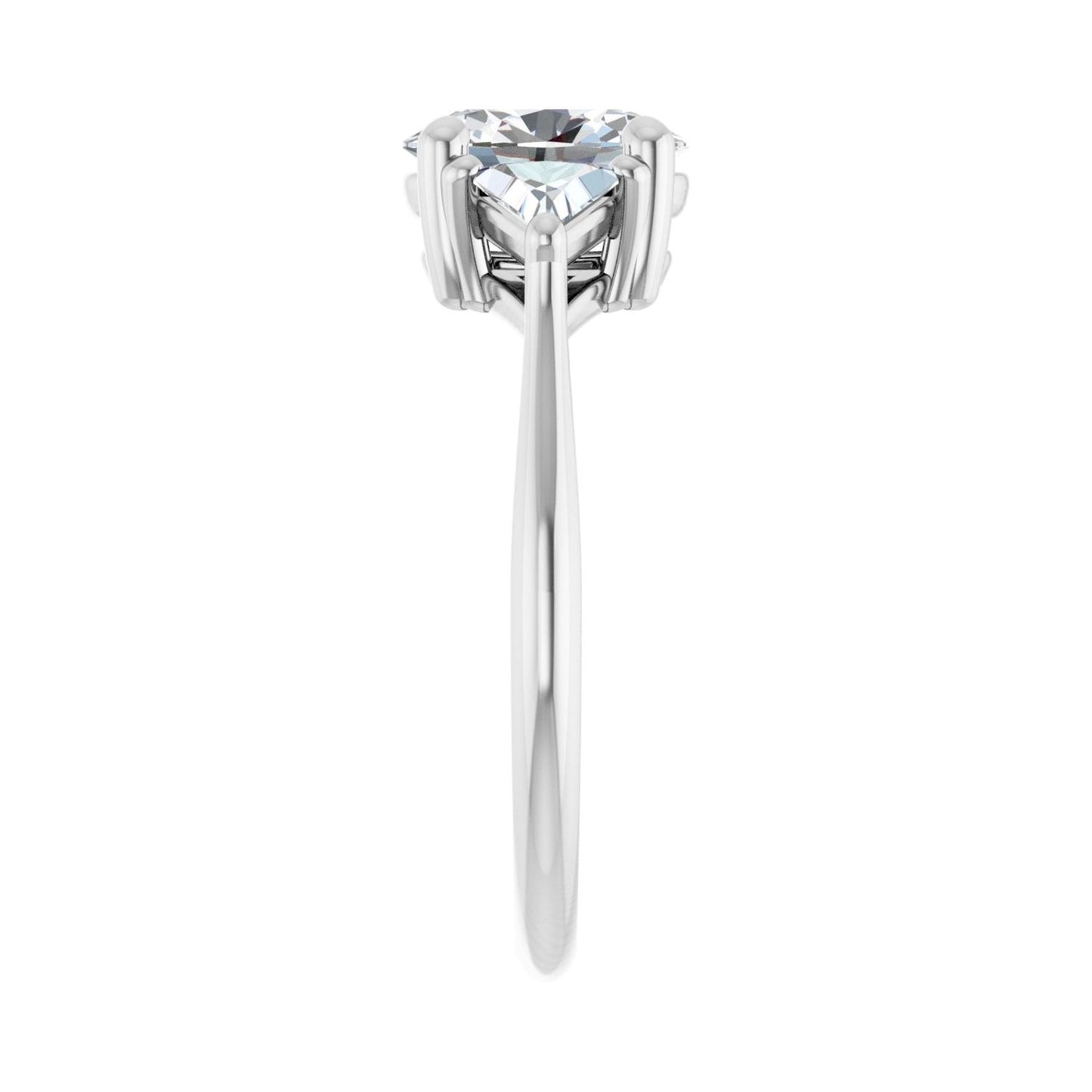 Oval Three-Stone Engagement Ring | Metal Type=14K White Gold | Center Stone Size=1.5 CT | Image 4