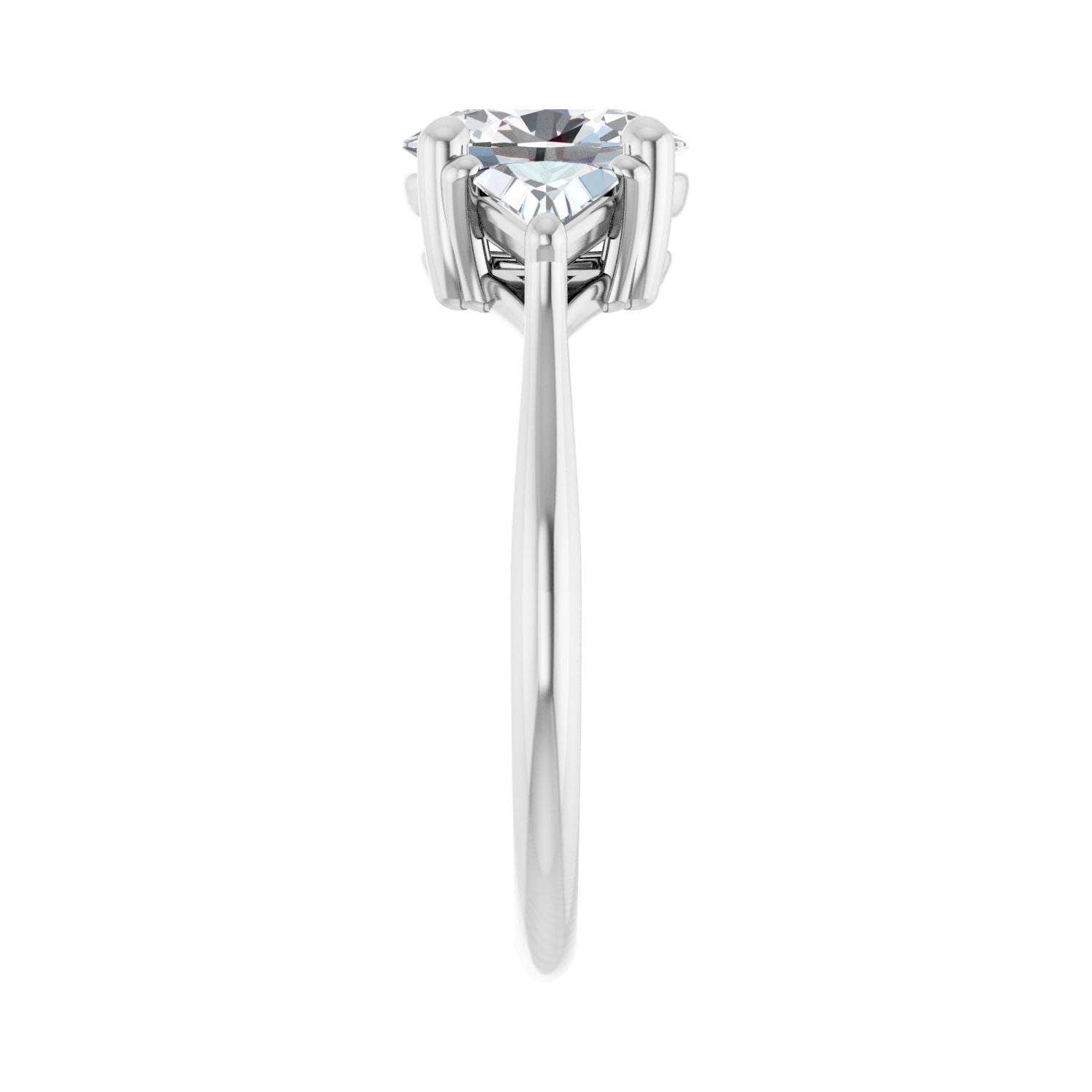 Oval Three-Stone Engagement Ring | Metal Type=14K White Gold | Center Stone Size=1.5 CT | Image 4