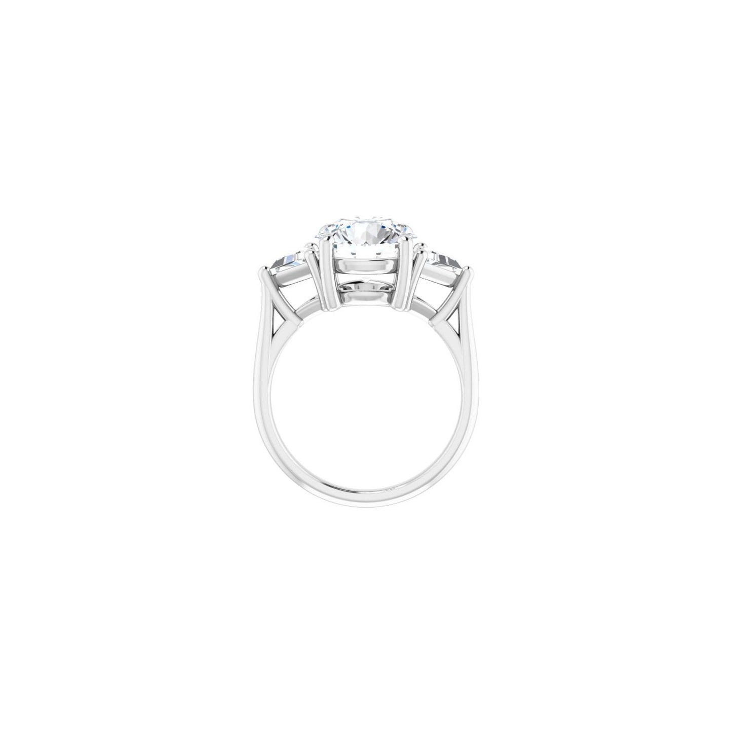 Round Three-Stone Engagement Ring | Metal Type=14K White Gold | Center Stone Size=3 CT | Image 2