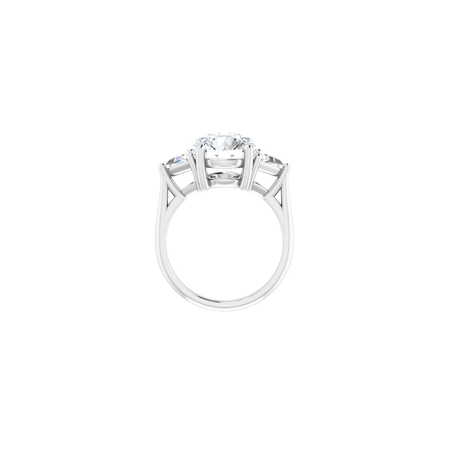 Round Three-Stone Engagement Ring | Metal Type=14K White Gold | Center Stone Size=3 CT | Image 2